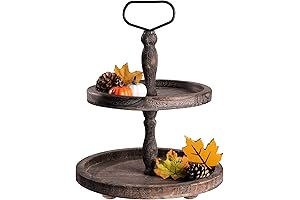 Mustry Rustic 2 Tiered Tray: Farmhouse Decor at its Finest