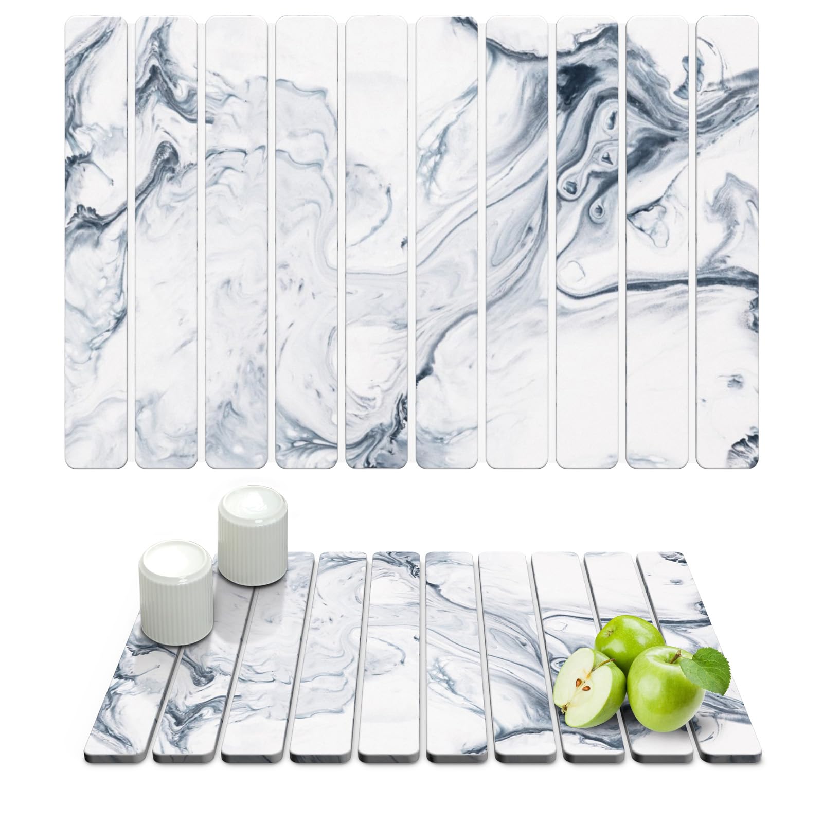 Stone Dish Drying Mat for Kitchen Counter, 24"×16" Foldable Quick Dry Dish Mat, Diatomaceous Earth Stone Mat, Large Stone Drying Mat, Heat Resistant