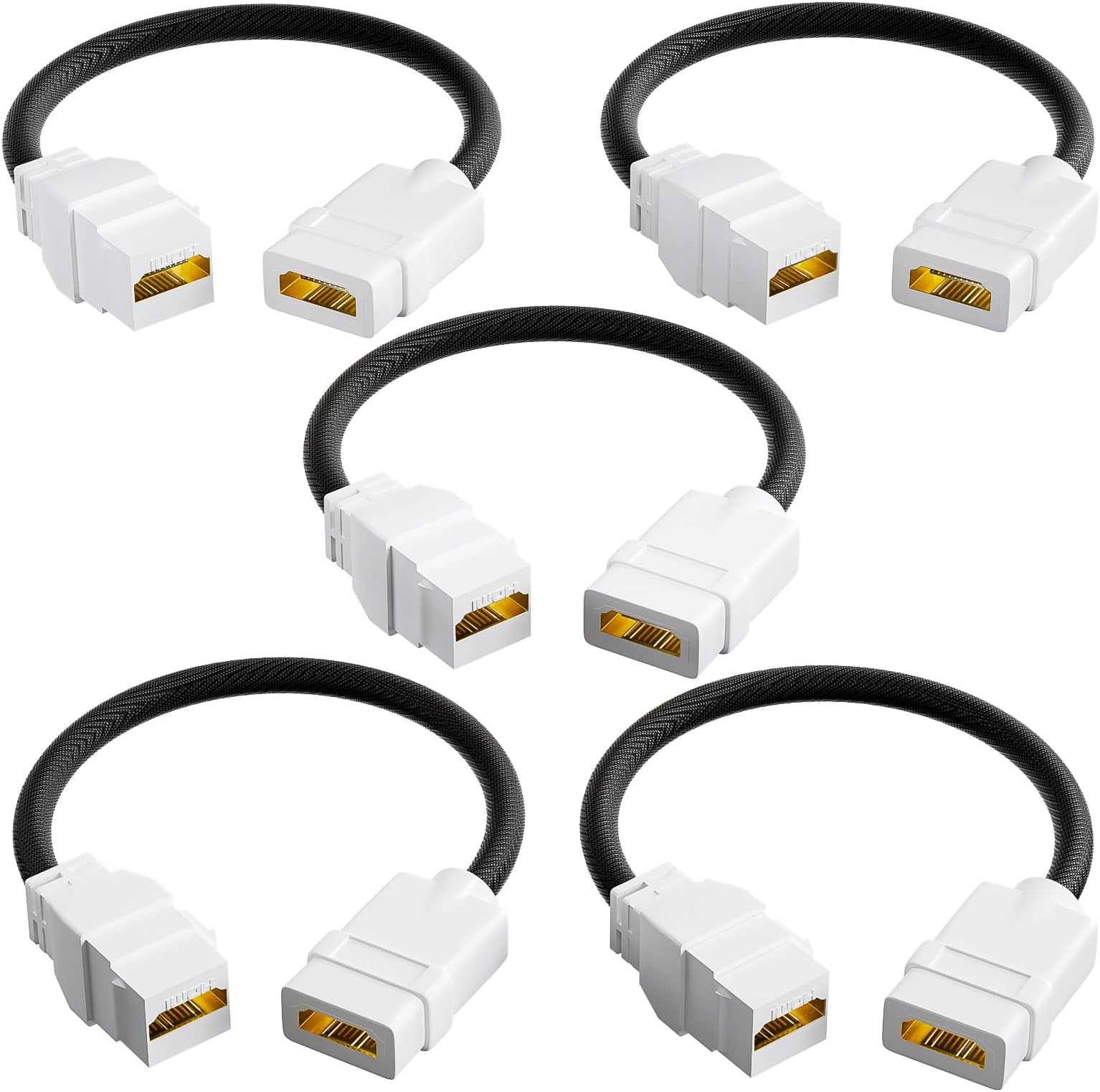 VCELINK HDMI 2.1 Keystone Jack and Coupler 7.09 in, Female to Female Pigtail Cable HDMI Coupler for Keystone Wall Plate, HDTV, Game Console, Laptop, Support 8K@60Hz & 4K@120Hz, 5 Pack