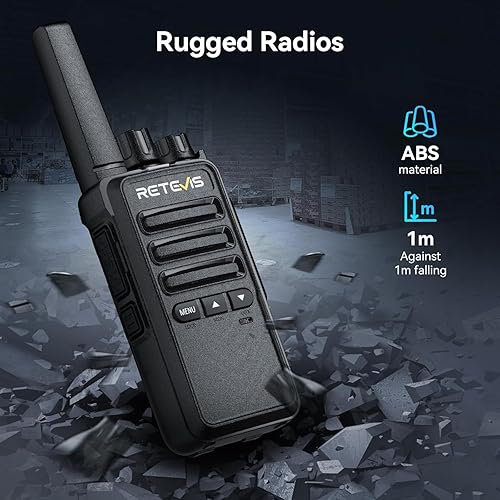 Miniatura 4 de Retevis RT68B Walkie Talkies de largo alcance, radios recargables de 2 vías con base de carga, alarma de emergencia, walkie talkie FRS para almacén