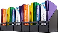 IRIS USA Metal Magazine File Holders 6-Pack - Durable Vertical Desktop Organizers for Letter/Legal Files, Notebooks, Binders - Black
