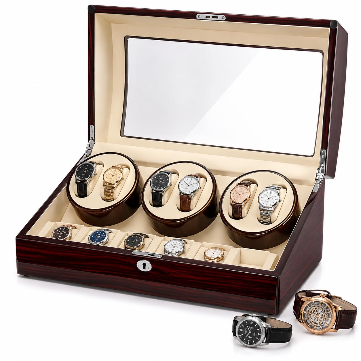 Scatola automatica per carica orologi, 6 slot per carica e 7 scomparti di