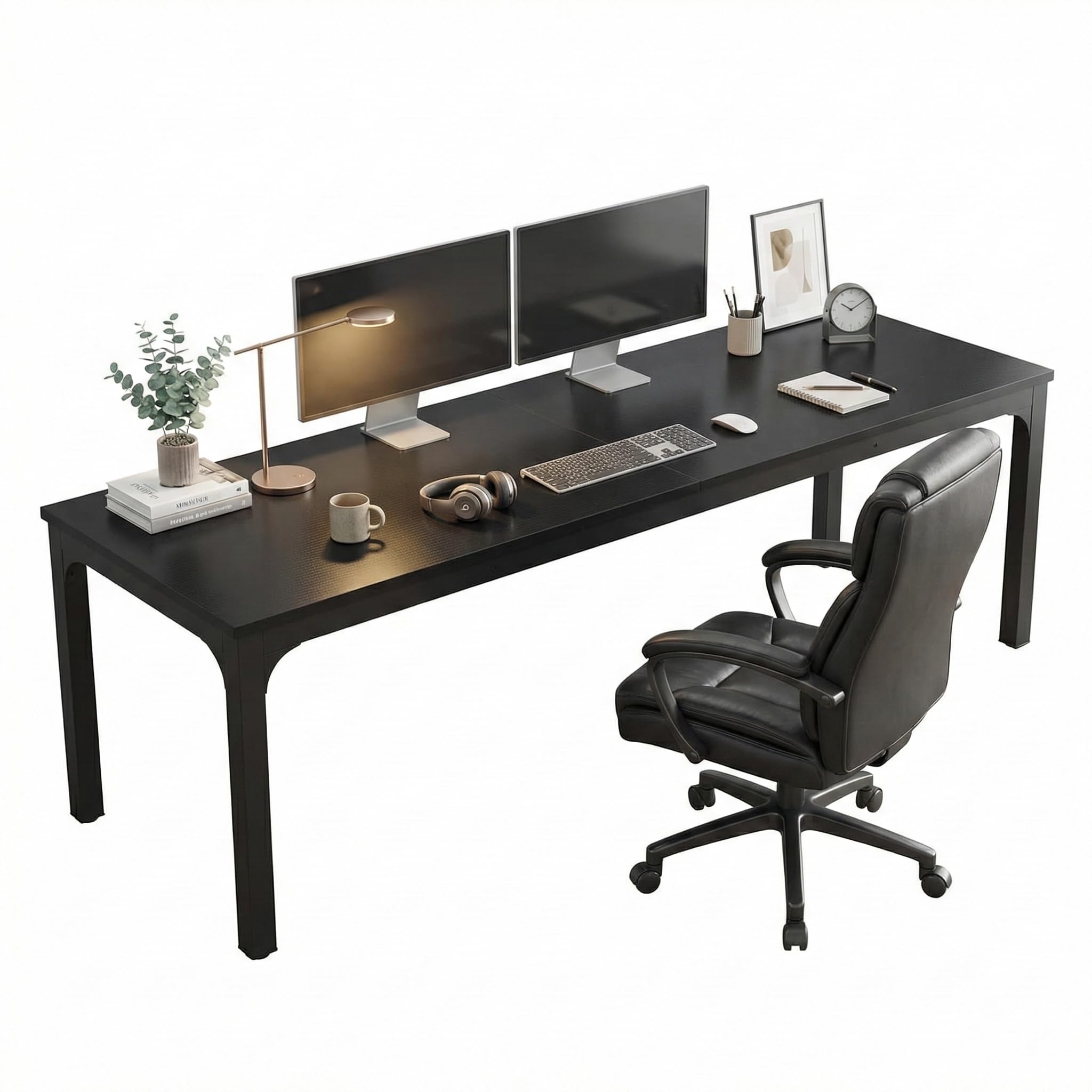 Lailang 200cm Scrivania Computer, Workstation, Scrivania Per Due Persone, Tavolo Legno, Scrivania Pc Gaming, 200 x 70 x 75 cm, Nero