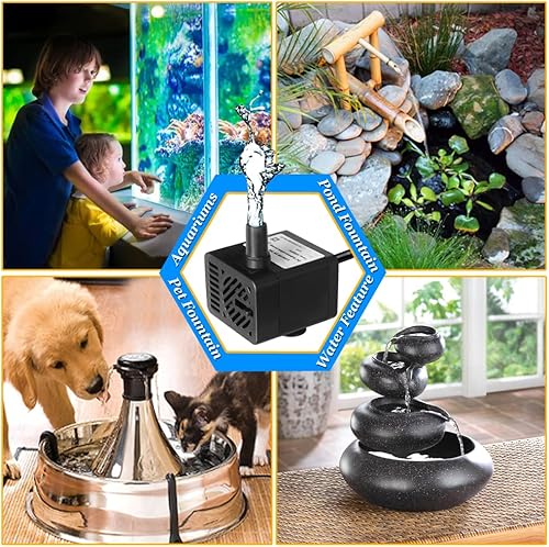 Miniatura 6 de PULACO DC 5V USB Mini bomba de agua sumergible con tubo para fuente de mascotas, tanque de peces de acuario, estanque, fuente, hidroponía