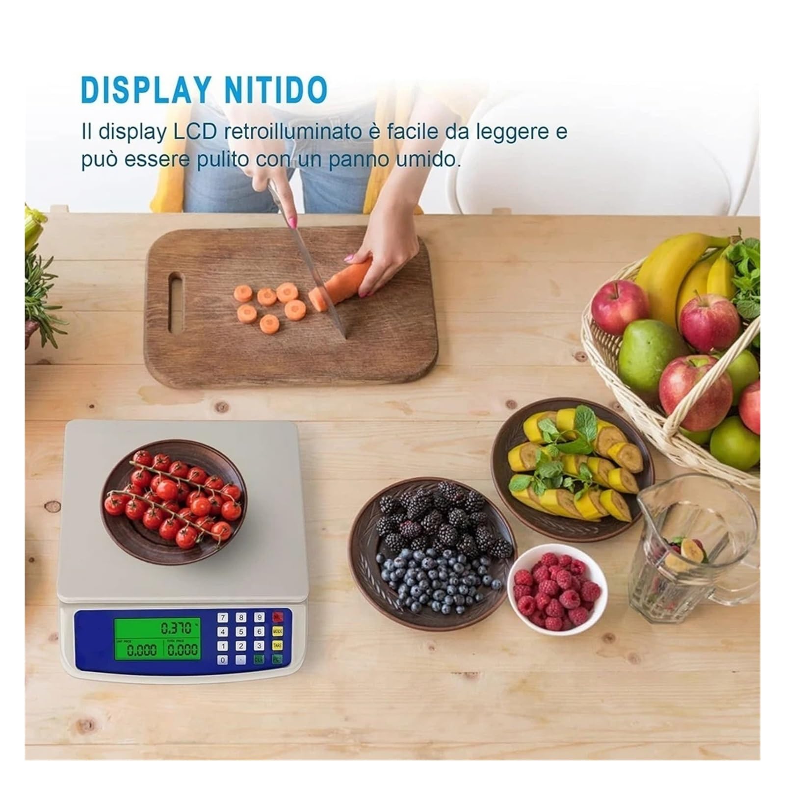 Báscula digital, Báscula electrónica digital de alta precisión con pantalla LCD 30 kg/1 g for cocina, báscula for alimentos
