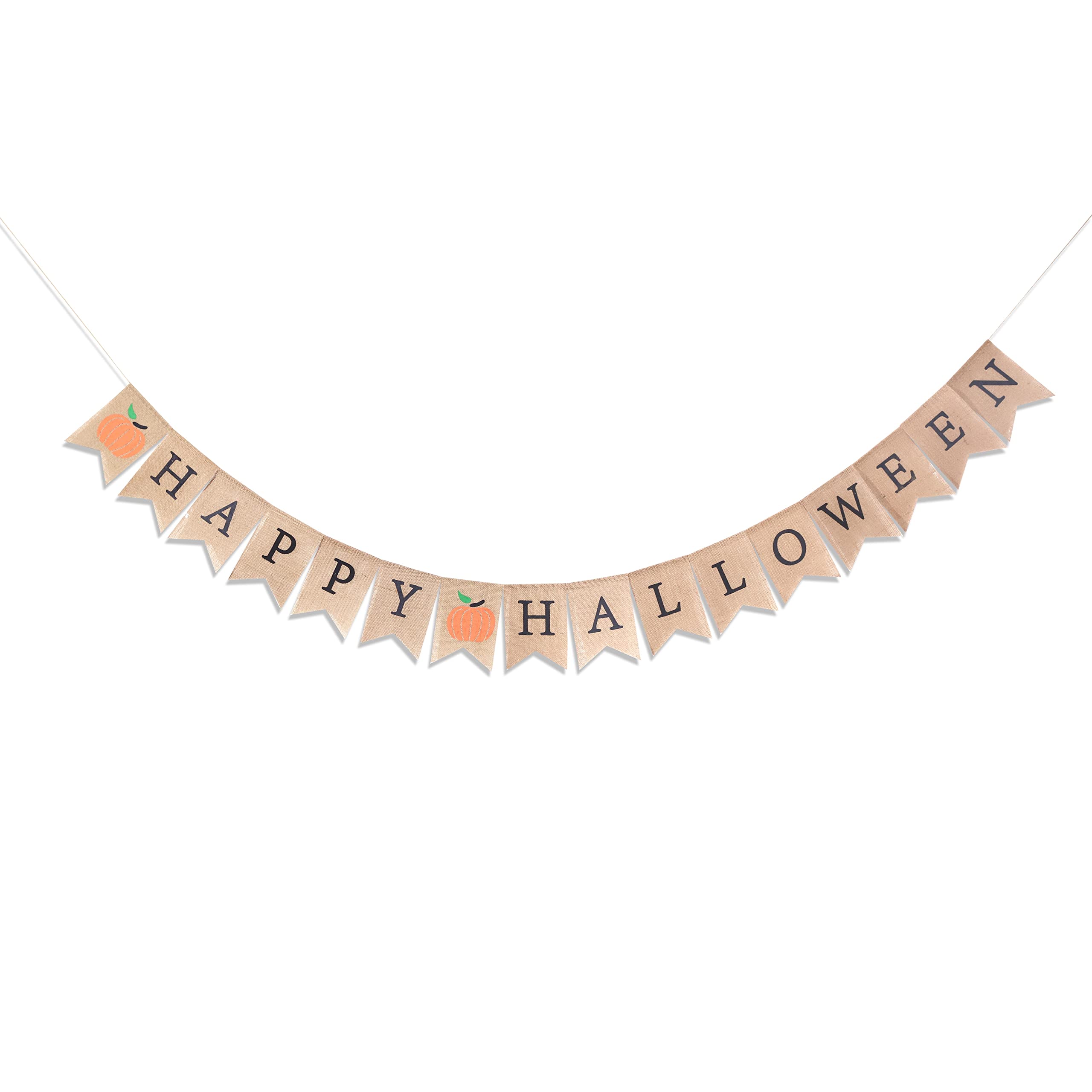 Vintage Rustic Halloween Banner - Burlap Garland Decoration and Party Supplies