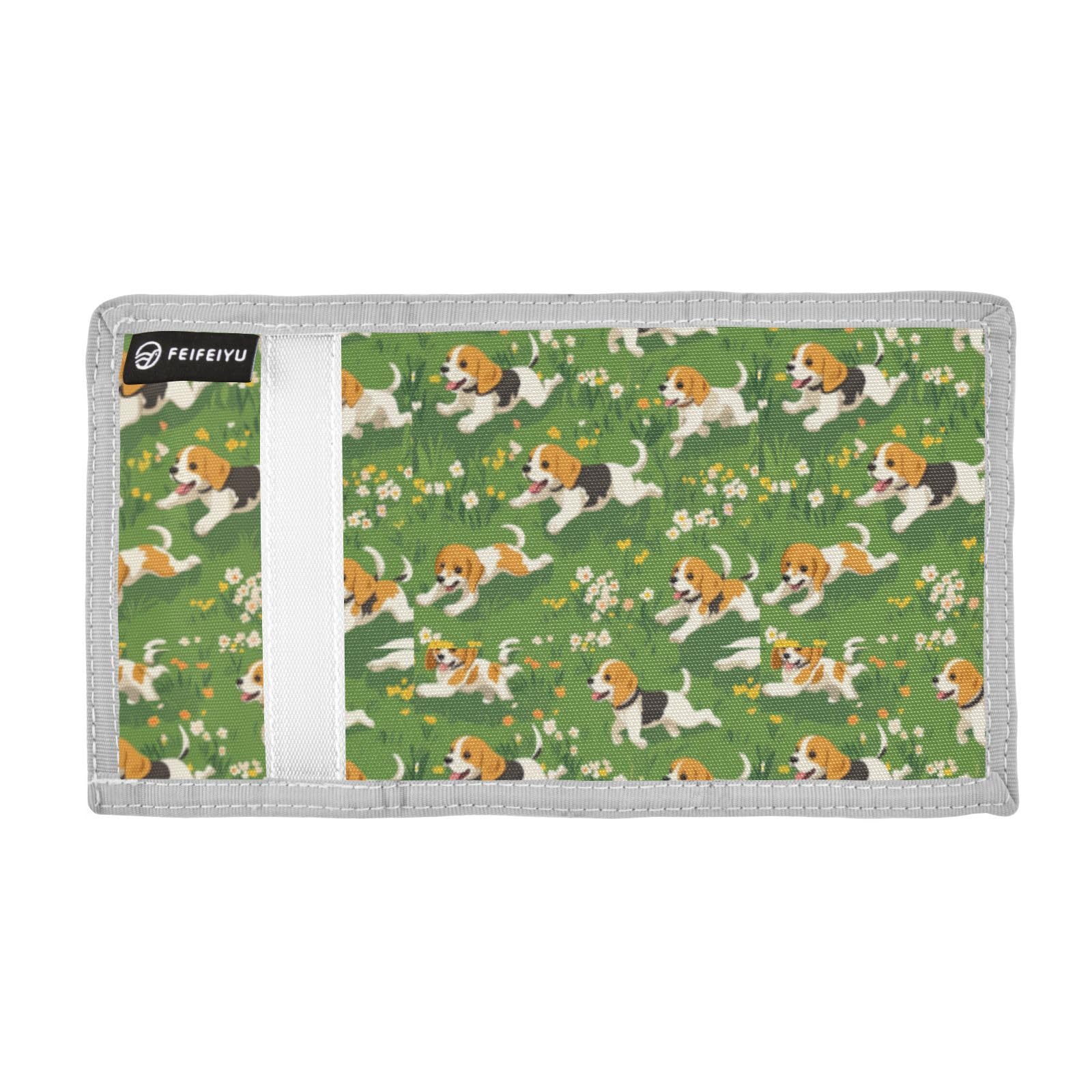 Wusikd Dogs Flowers Kids Wallet for Boys Girls Cute Toddler Trifold Wallet Novelty Wallet for Teens Women Men