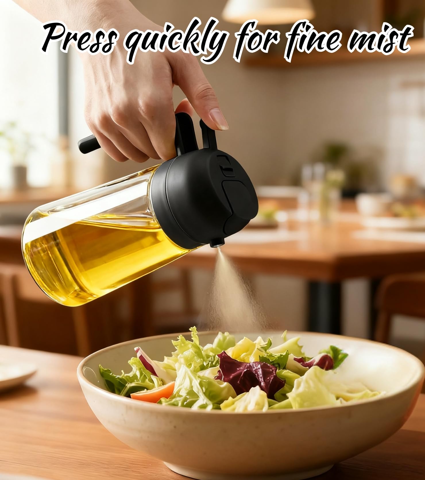 2 Pezzi Spruzzatore Olio per Friggitrice Aria 470ml,Dosatore Olio 2 in 1,Spruzzatore Olio d'oliva e Distributore Olio,Oliera Spray per Cucina, Insalata e Aceto, Accessori Cucina senza BPA,Barbecue