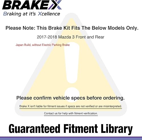 Miniatura 7 de Brake X Kit de pastillas de freno delanteras y traseras para Mazda 3 2017-2018 | Rotores recubiertos AEGIS GEOMET y pastillas de freno Alpha Ceramic