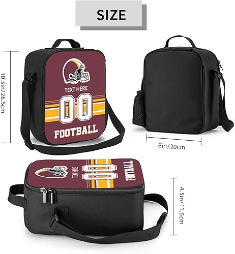 Vista 138 de Bolsa de almuerzo personalizada de Nueva Inglaterra, regalos para hombres, mujeres, fanáticos, con nombre y número personalizados, correas de hombro