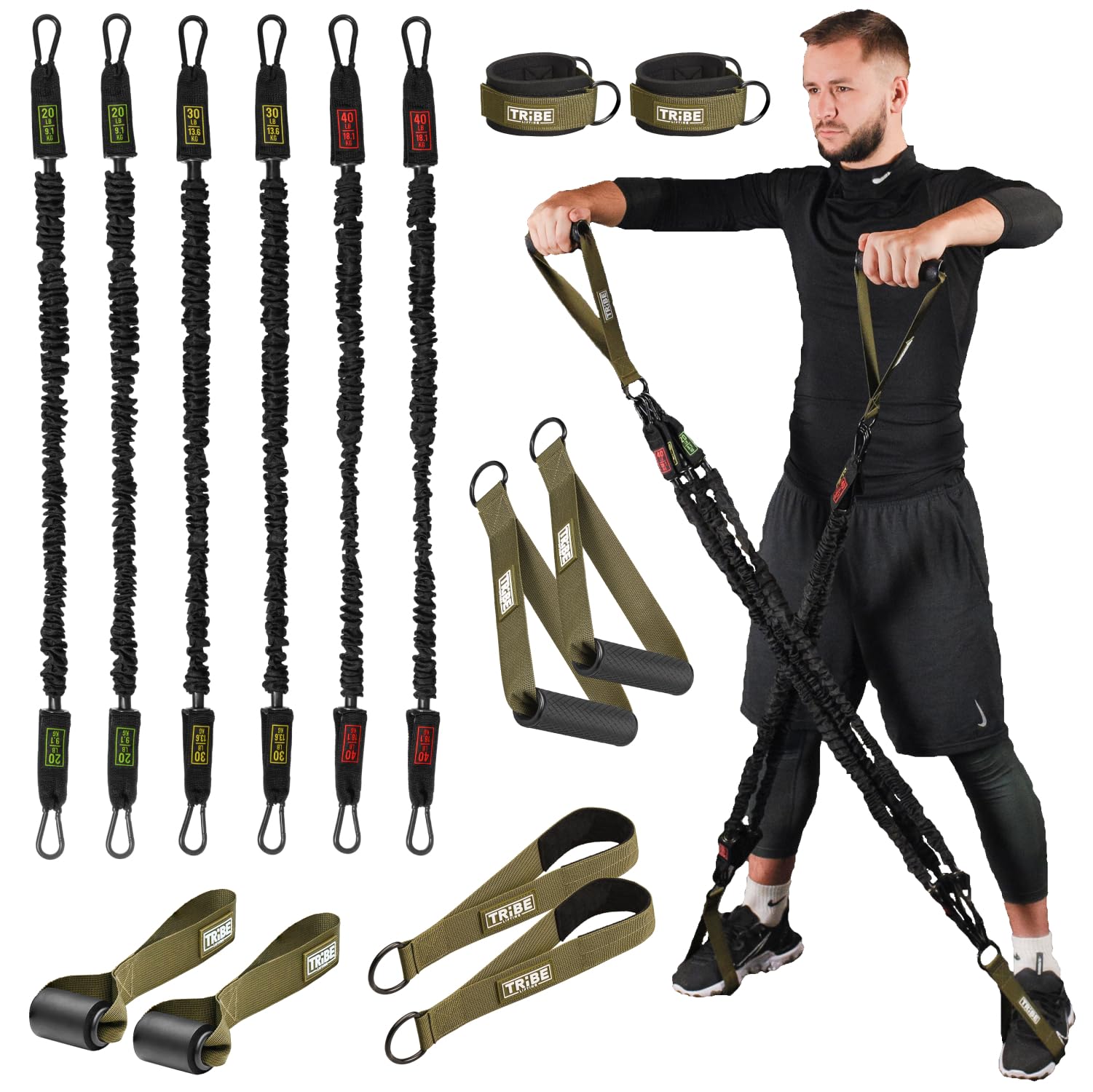 Tribe Lifting Nylon Tube Resistance Band Set