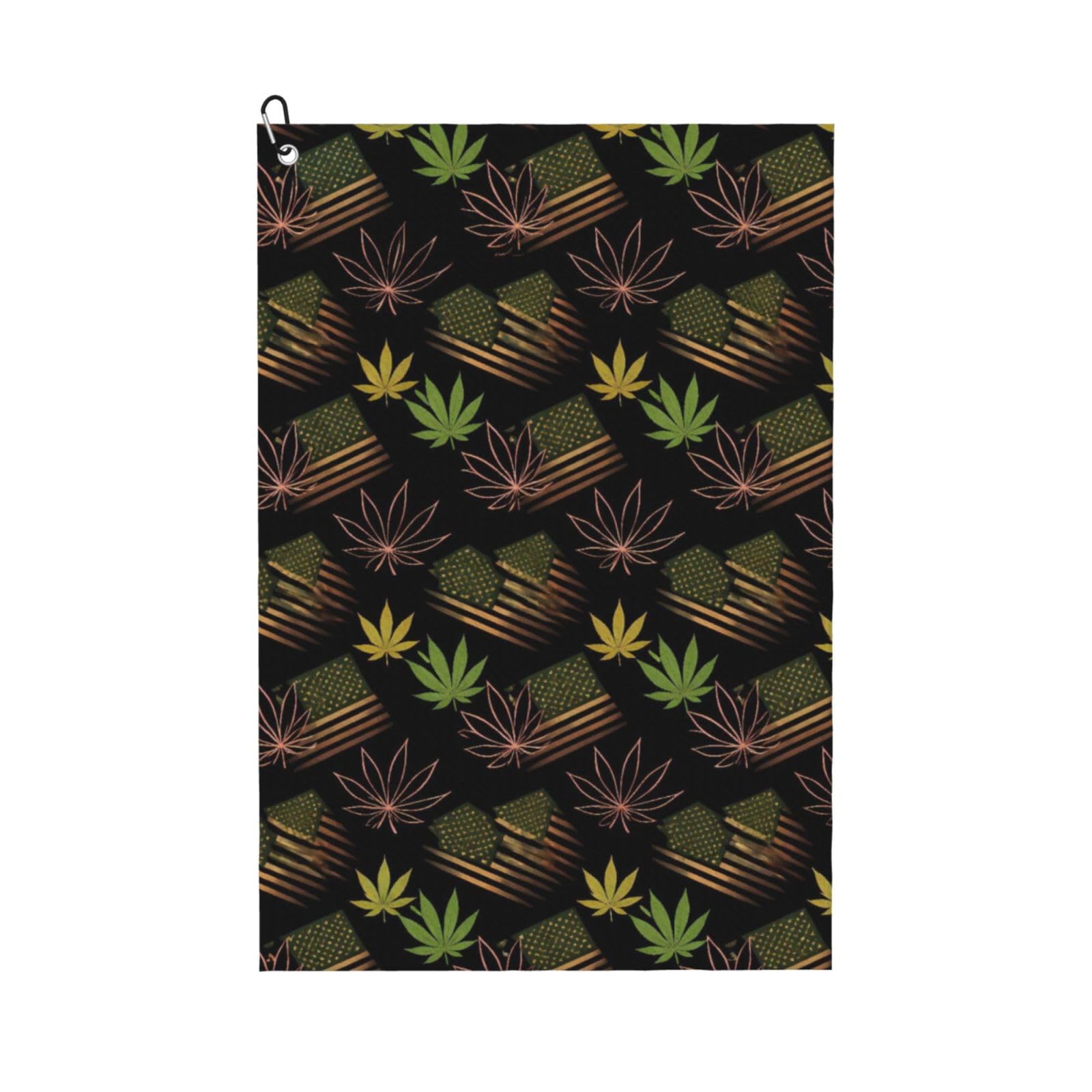 BSDFGSDD WeedLeaf Leaf American Flag Golf Towel 24 x 16 inches