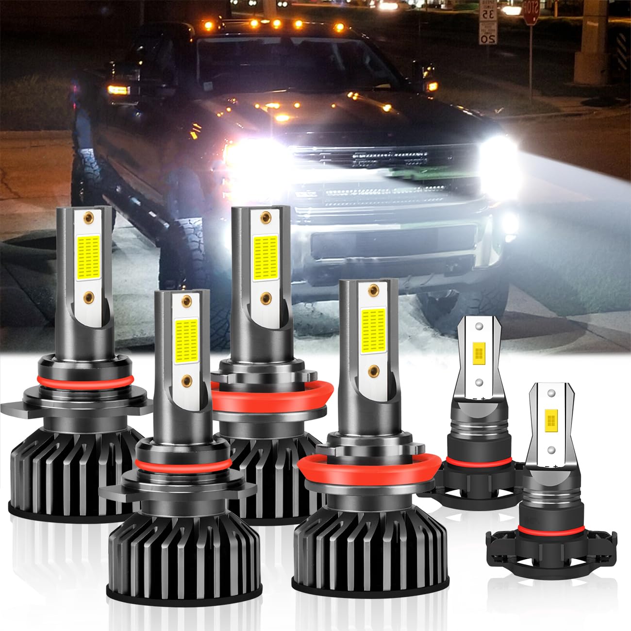 For Dodge Durango ?2011-2013? 9005 H11 5202 Fog Lights Bulbs, 1:1 Size, 500% Brightness, 6500K Cool White, Fan Cooled, Plug-N-Play, 50,000 Hours, IP68 Waterproof, CANbus Ready, Pack of 6