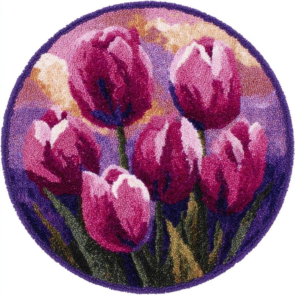 AMBATTERY Latch Hook Kits for Adults,Rug Making Kit,Tulip Flowers