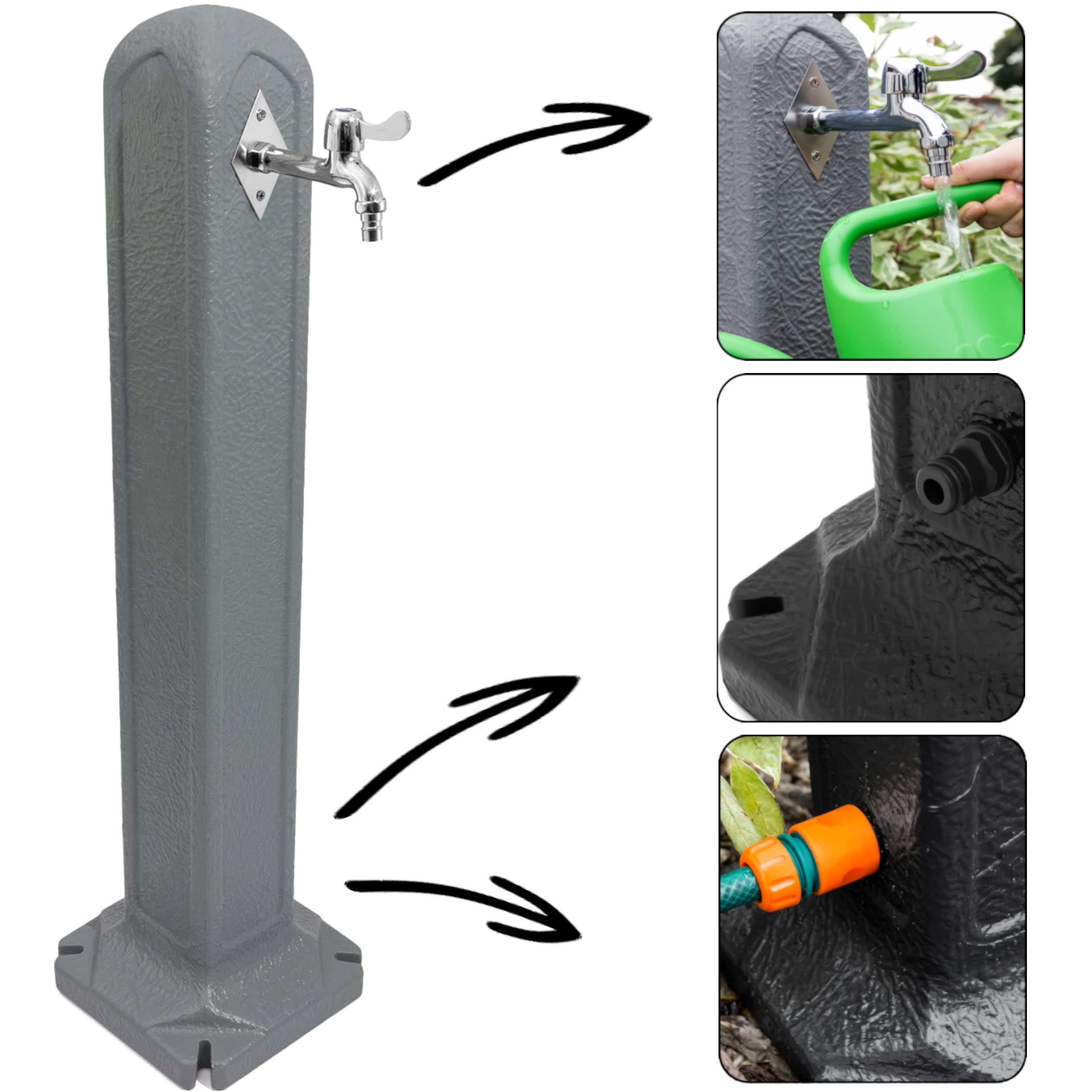 Garten Wassersäule Aus Edelstahl - Doppelter Wasserhahn Für Praktische Gartenbewässerung