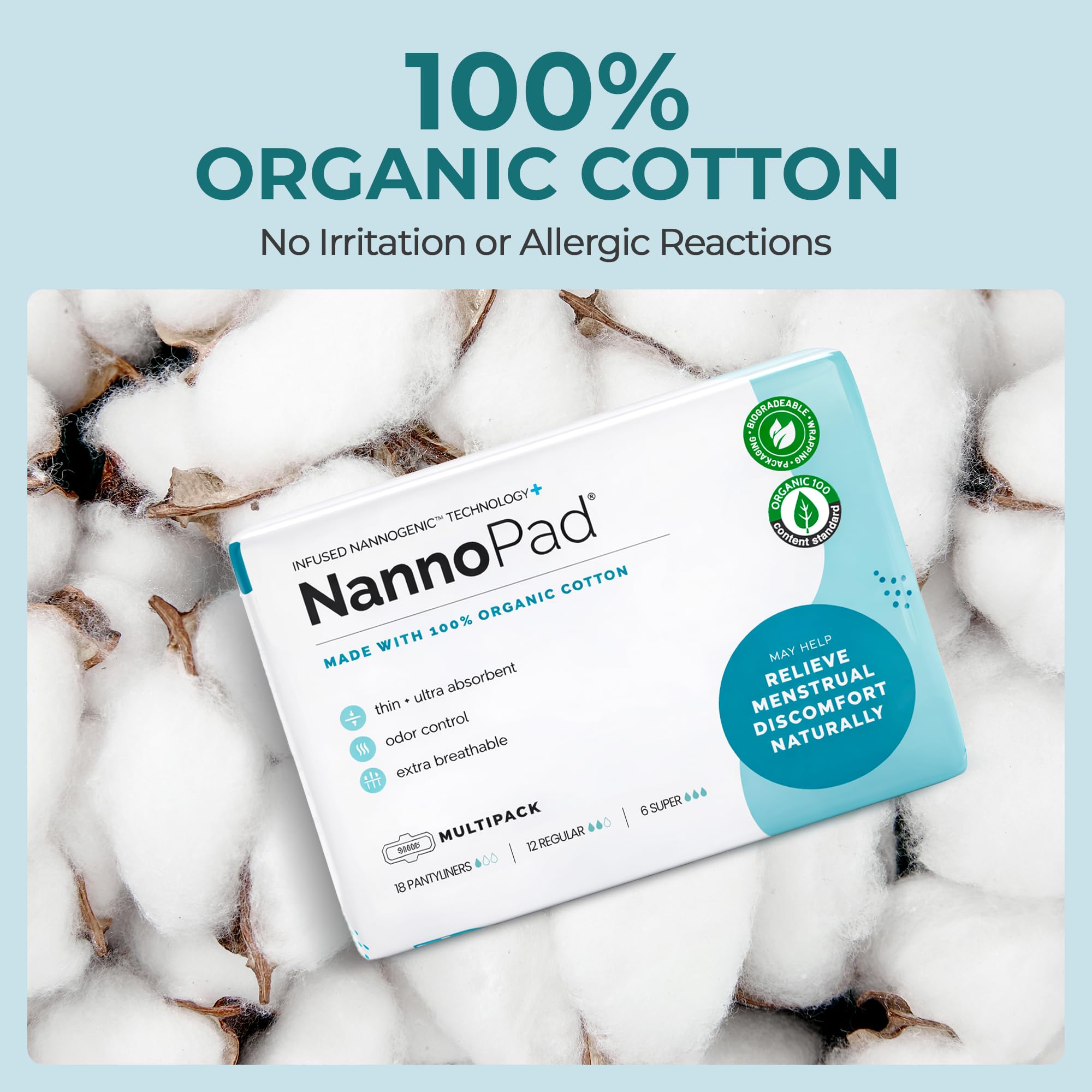 NannoPad Multipack - Certified Organic Cotton Pads & Pantyliners