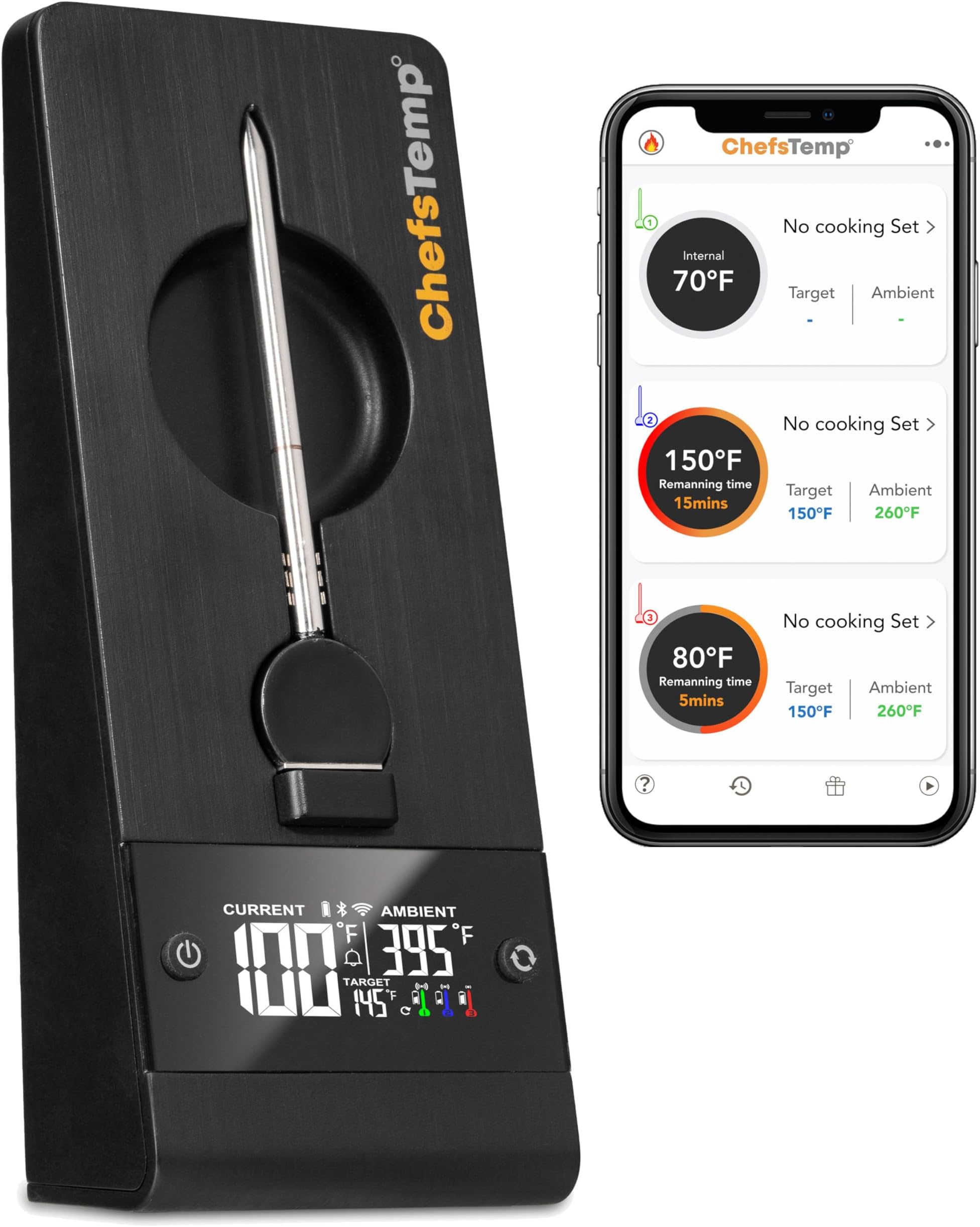 - ProTemp Plus Next-Gen Wireless Meat Thermometer Digital Unlimited Range Bluetooth & WiFi Enabled Smart Cooking Grilling Smoker BBQ Oven Kitchen Rotisserie (Stand + 1 Probe)