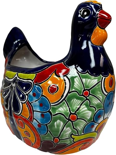 Talavera Pottery - Macetero multicolor hecho a mano, arte popular pintado a mano, florero de animales pintado a mano, decoración del hogar, cerámica