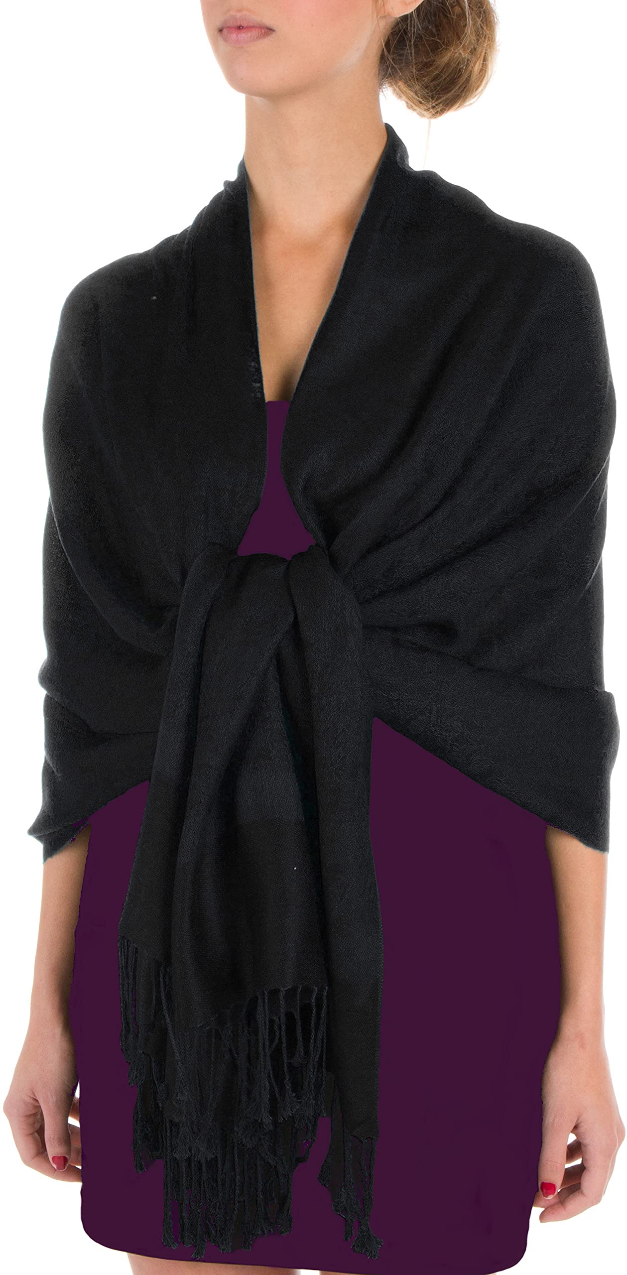 Sakkas Women's Black 70" X 28" Paisley Self-Design Shawl/Wrap/Stole