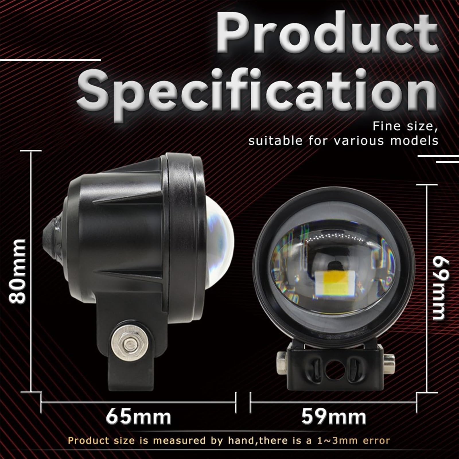 Phare Antibrouillard Ampoules À Lentille 2 Pouces Feux Conduite Auxiliaires pour Motos Projecteurs pour Scooter 4x4 Moteur 3000k 6000k Lumière LED Phare Moto LED