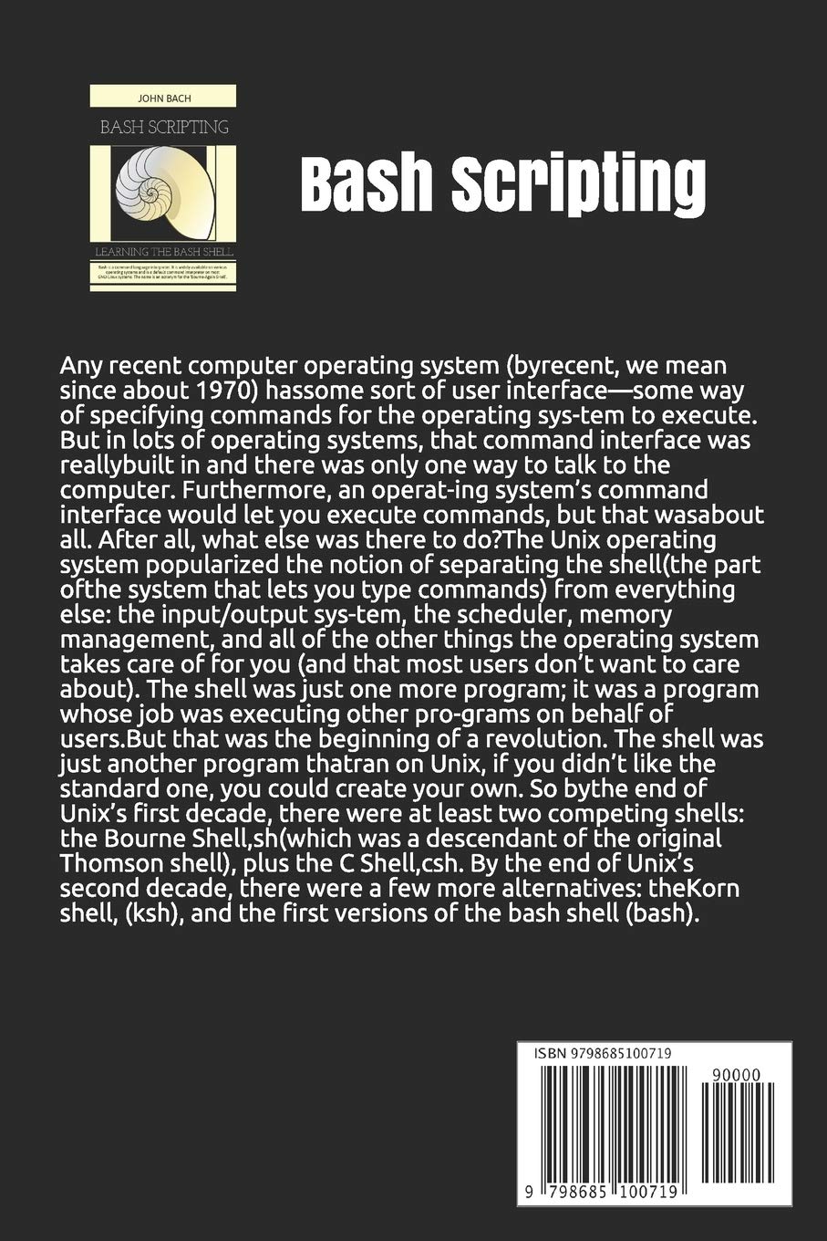 Bash Scripting Learning The Bash Shell 1st Edition Bach John Amazon Es Libros