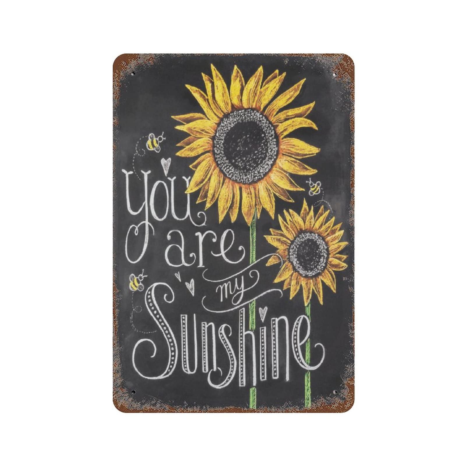 JPKIROZR retro You Are My Sunshine Sunflower Decor tin sign metal poster wall plaque decoration bar cafe home garage cave club garden Funny plant wall art, white-style, 11.8Inx7.9In