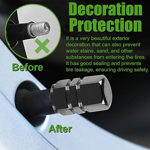 Miniatura 4 de WSSROGY 20 tapas de válvula de neumático de automóvil, tapas de aire, universales para automóviles, SUV, bicicletas, camiones y motocicletas (negro)