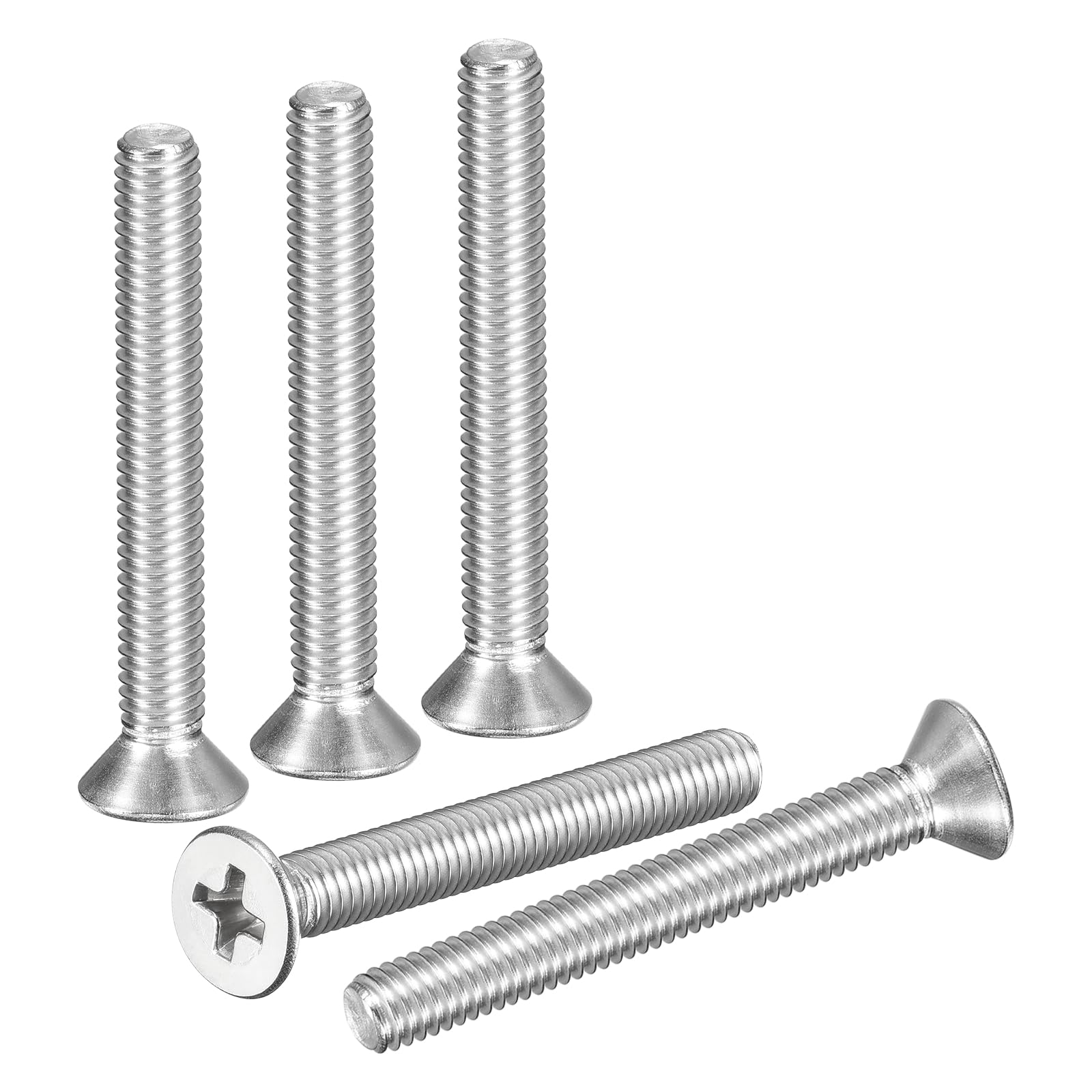 DTGN #10-32x1-1/4" Phillips Countersunk Head Bolt - 40pcs - Good for Outdoor Machinery Fastening Maintenance - 304 Stainless Steel Flat Head Machine Screw Bolt - Silver Color — image 1