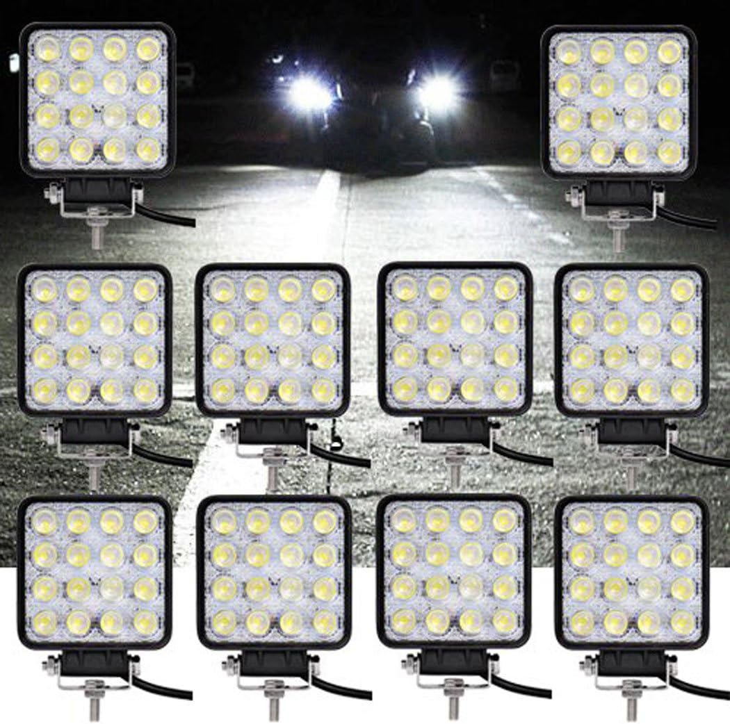 HJ® 10x 48 W LED Work Light 4320LM Additional Headlight LED Spotlight IP67 Off-Road Waterproof Spot Lights 12 V 24 V [Energy Class A + +]