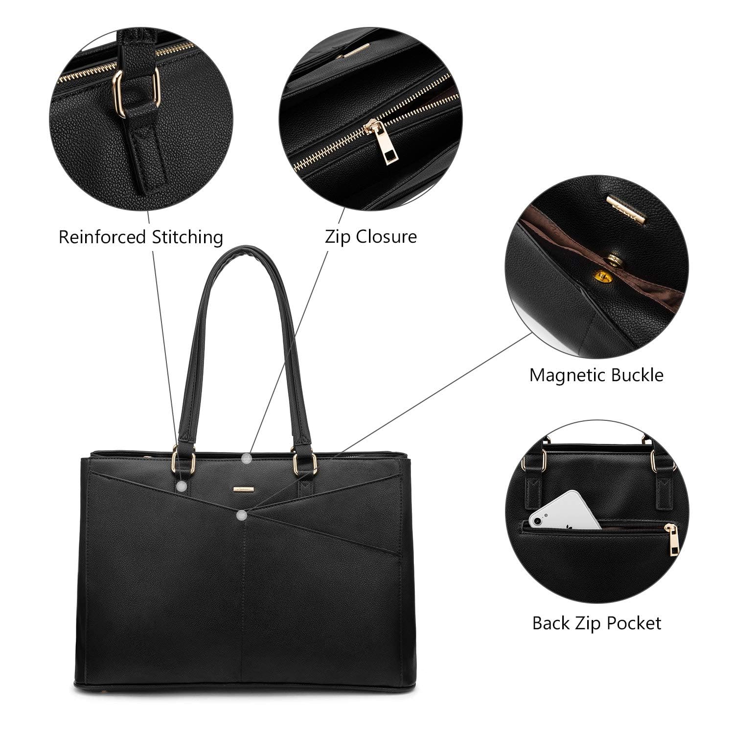 LOVEVOOK Bolso Mujer Bolsos Universidad Ordenador Portátil 15.6 Pulgadas
