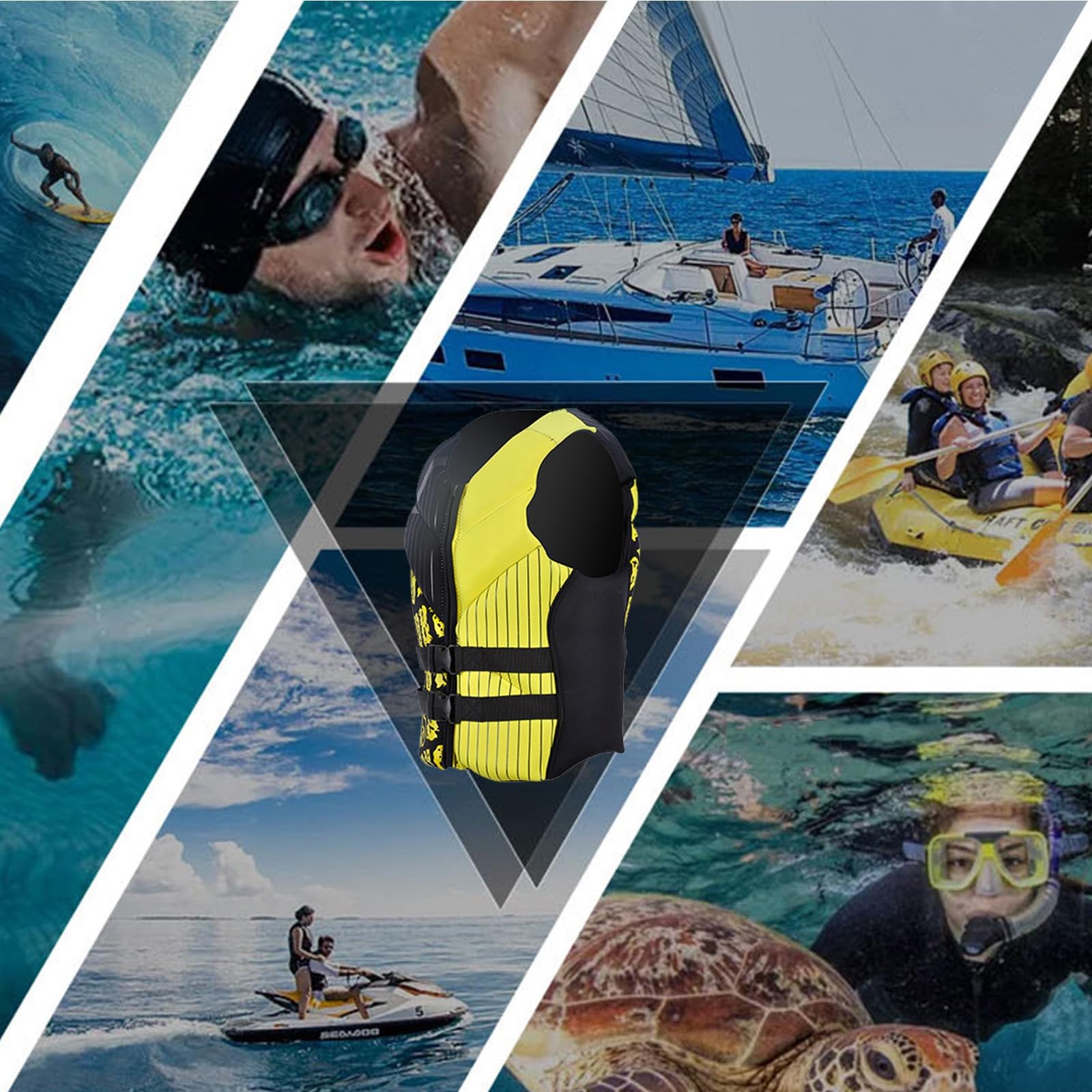 Chaleco de Kayak Unisex Ajustable Alta Flotabilidad Ligero Neopreno Elástico Núcleo EPE para Kayak Natación Surf Deportes Acuáticos