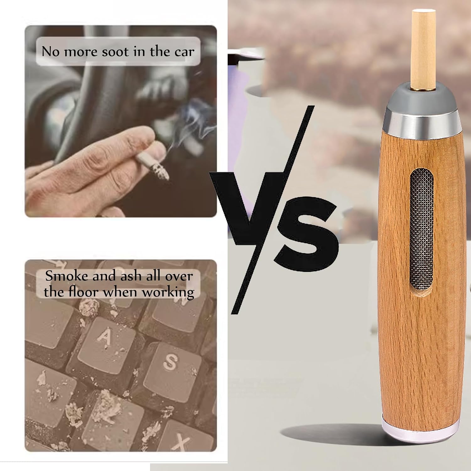 Handheld Mini Car Ashtray, Ash Catching Cigarette Holder, High Temperature Resistance Portable Cigarette Ashtray Aluminum Alloy Catcher