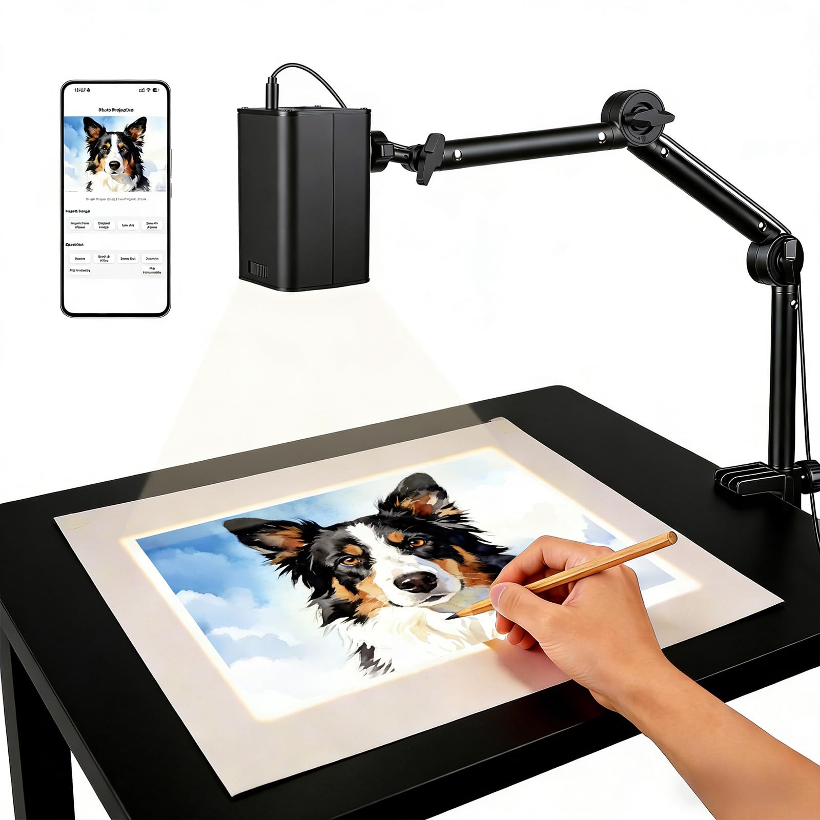 Photo 1 of Art Projector for Tracing and Drawing - 5G WiFi & App-Free Web Control - Digital Sketch Projector with Adjustable Stand for Artists, Cookie Decorating - Supports Online/Offline, for iOS/Android