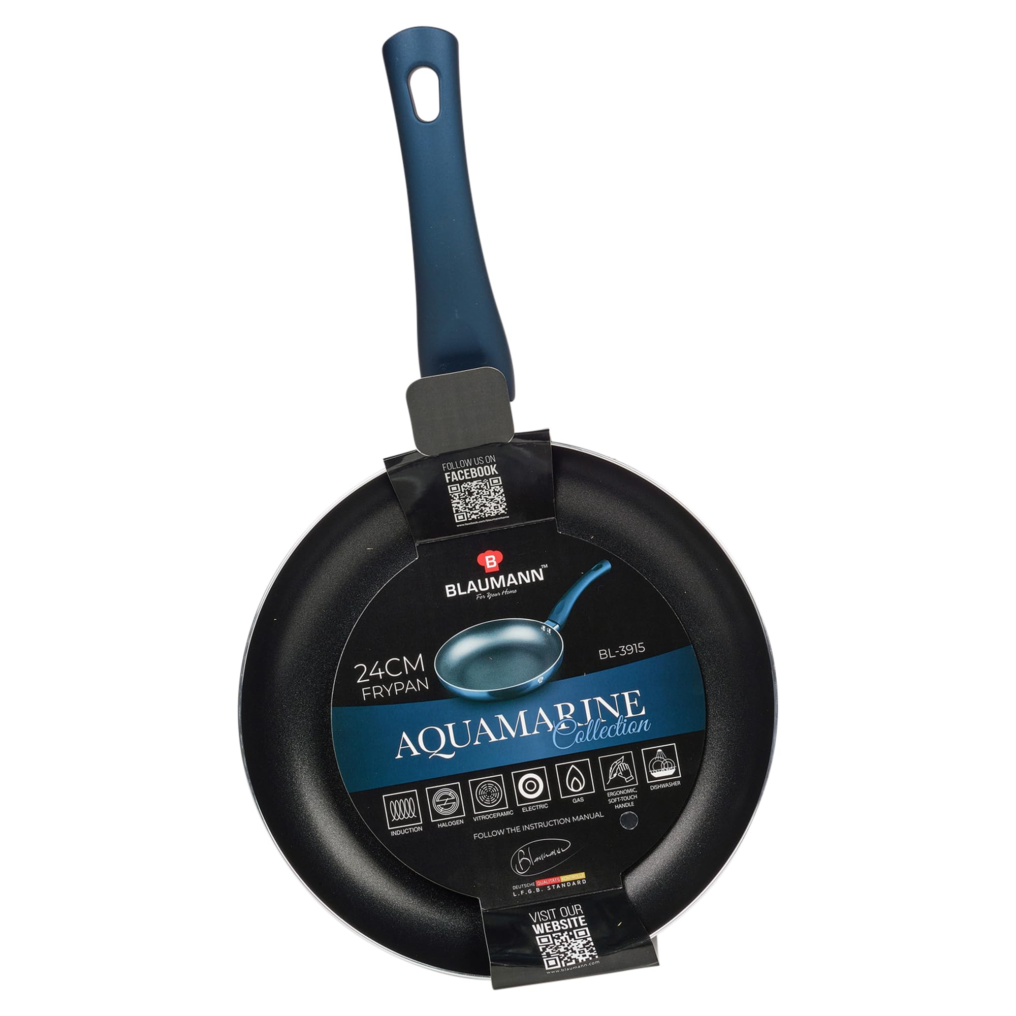 Sponsored Ad – Cookware Frying Grill Pots Pan Saucepan Casserole Soft Touch Handle Lid (Aquamarine, 24cm Frying Pan - 1.6L)