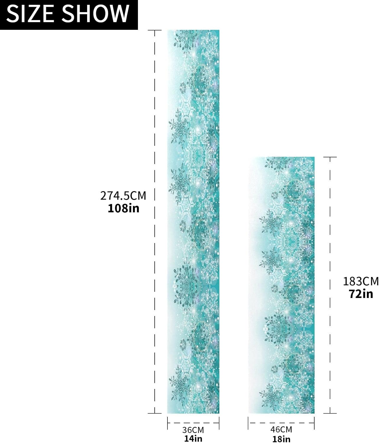 ALAZA Double-Sided Silver Winter Teal Turquoise Snowflakes Christmas Table Runner 18x72 Inches Long,Table Cloth Runner for Wedding Birthday Party Kitchen Dining Home Everyday Decor
