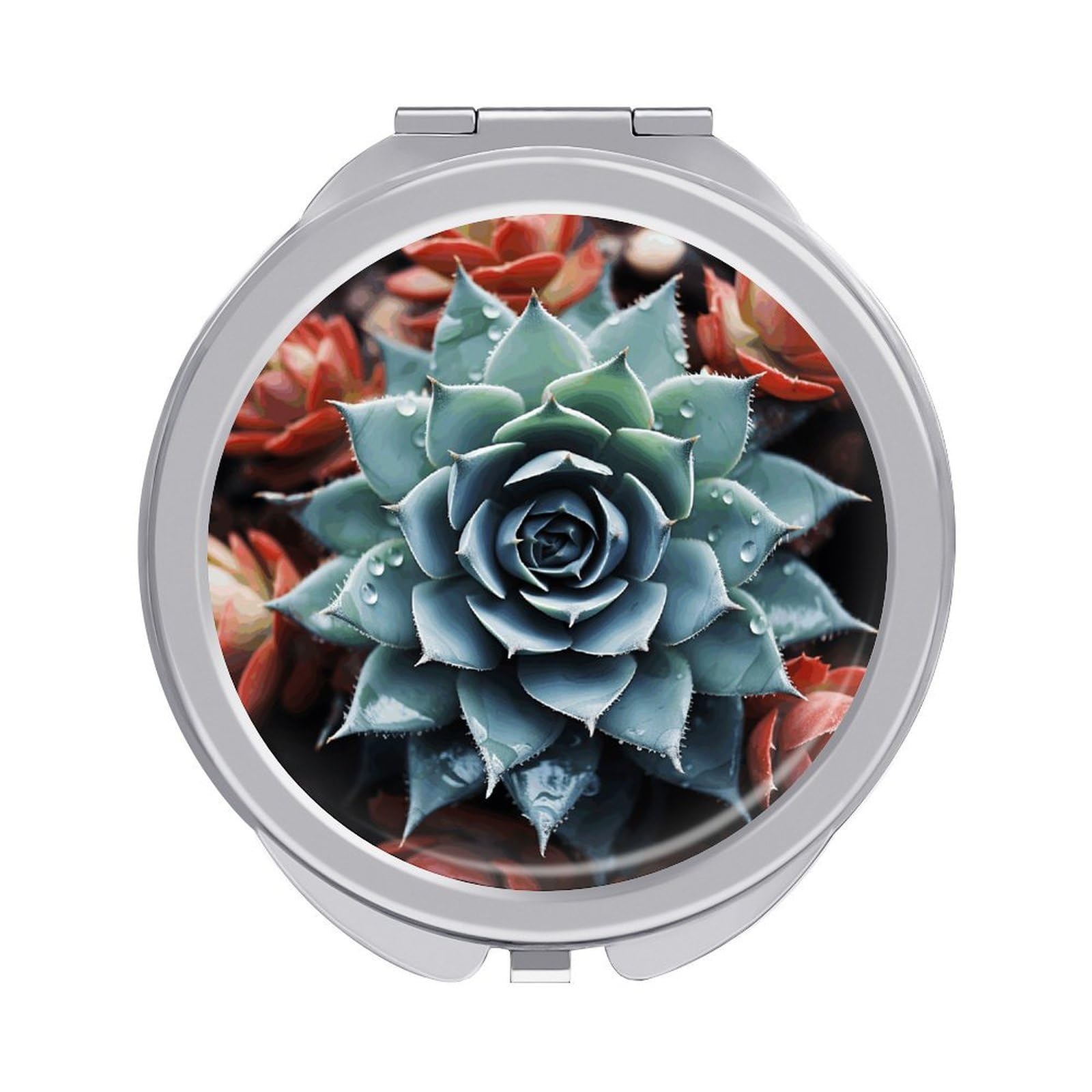 JTREHY Succulent Plant Makeup Mirror Portable Folding Mirror Compact Travel Mirrors 2-Sided Round Pocket Mirrors Cute Handheld Beauty Mirror for Handbag Purse for Women Gift