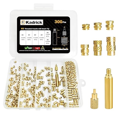 Miniatura 49 de Kadrick Kit surtido de 420 piezas de insertos roscados M3 M4 M5 para componentes de impresión 3D, tuercas moleteadas de latón métrico, inserción por