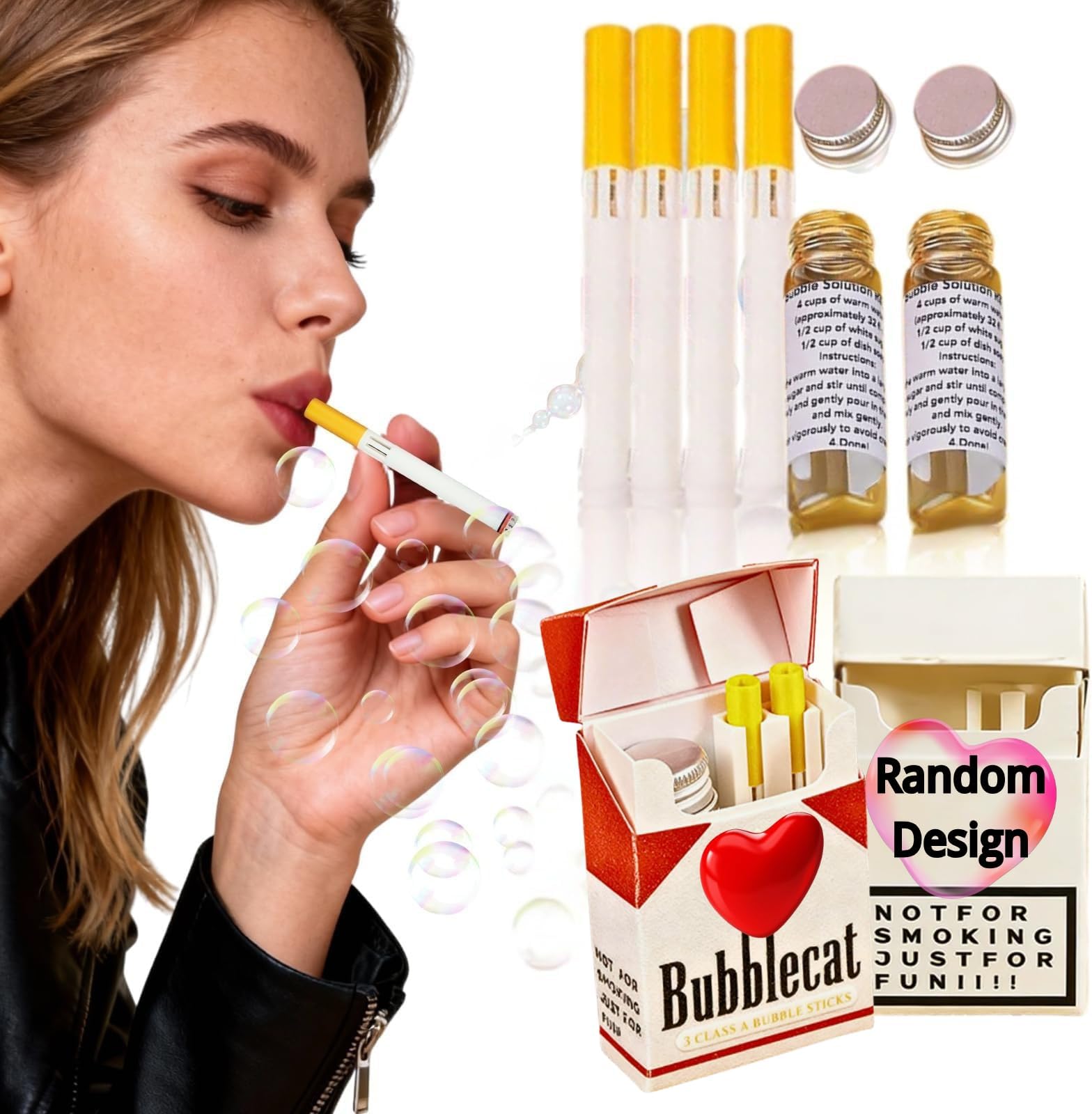 2 Packs Bubble Cigarette Stress Relief Gift Mini Bubble Blowing Sticks, Fake Cigarette for Relaxation Birthday & Holiday Party Fun Gift for Men and Women
