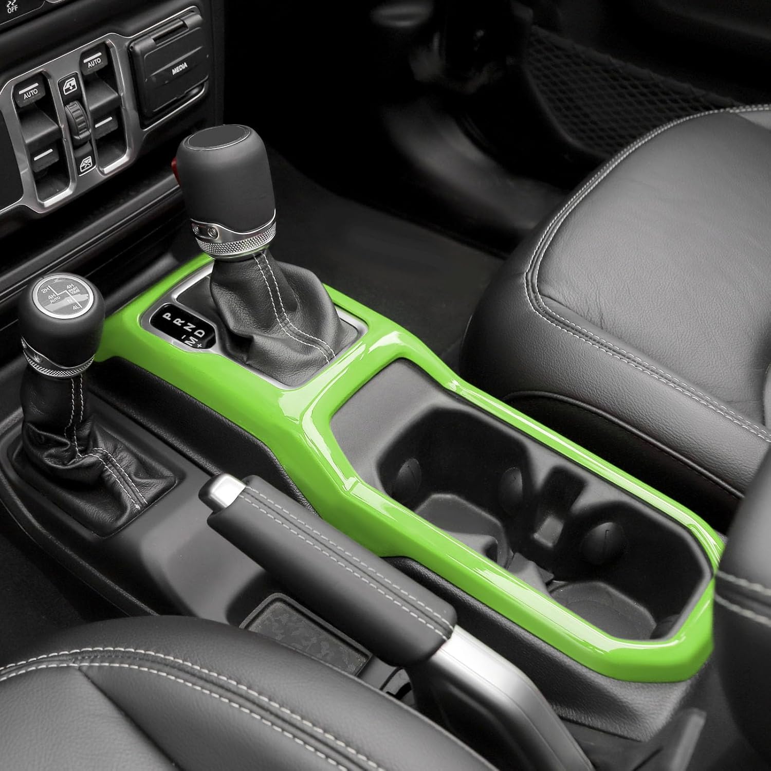 RT-TCZ for Jeep JL Gear Shift Cup Holder Panel Trim Cover for Jeep Wrangler JL JLU 2018 up for Gladiator JT 2020 up Green Interior Accessories