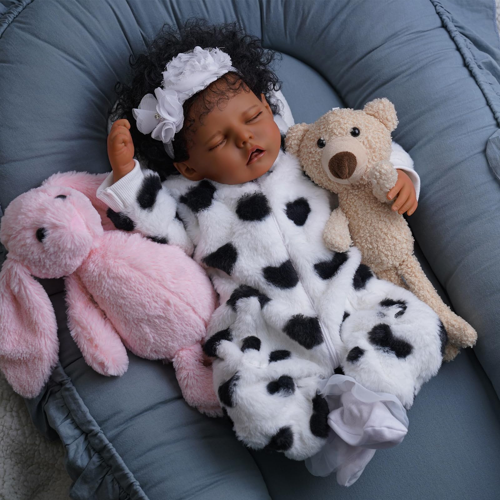 BABESIDE Reborn Baby Dolls Black Girl - 17 Inch Soft Realistic Baby Doll, Lifelike Handmade African Newborn Baby Doll That Look Real with Accessories & Box for Kids Age 3+