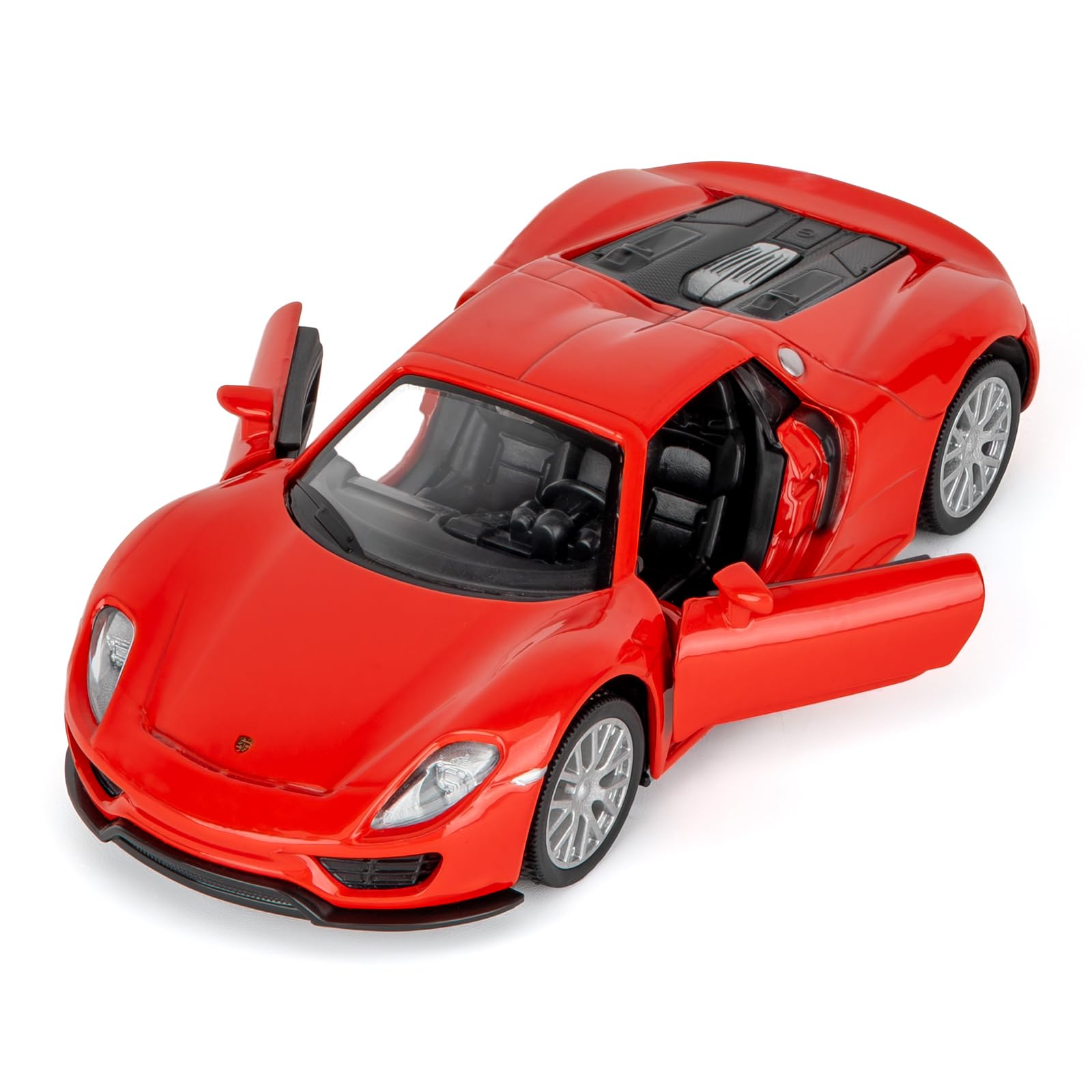 BGHSCA 1/36 Scale Porsche 918 Diecast Model Car, Zinc Alloy Pull Back Vehicles Toy Car for Kids Adults Gift Red