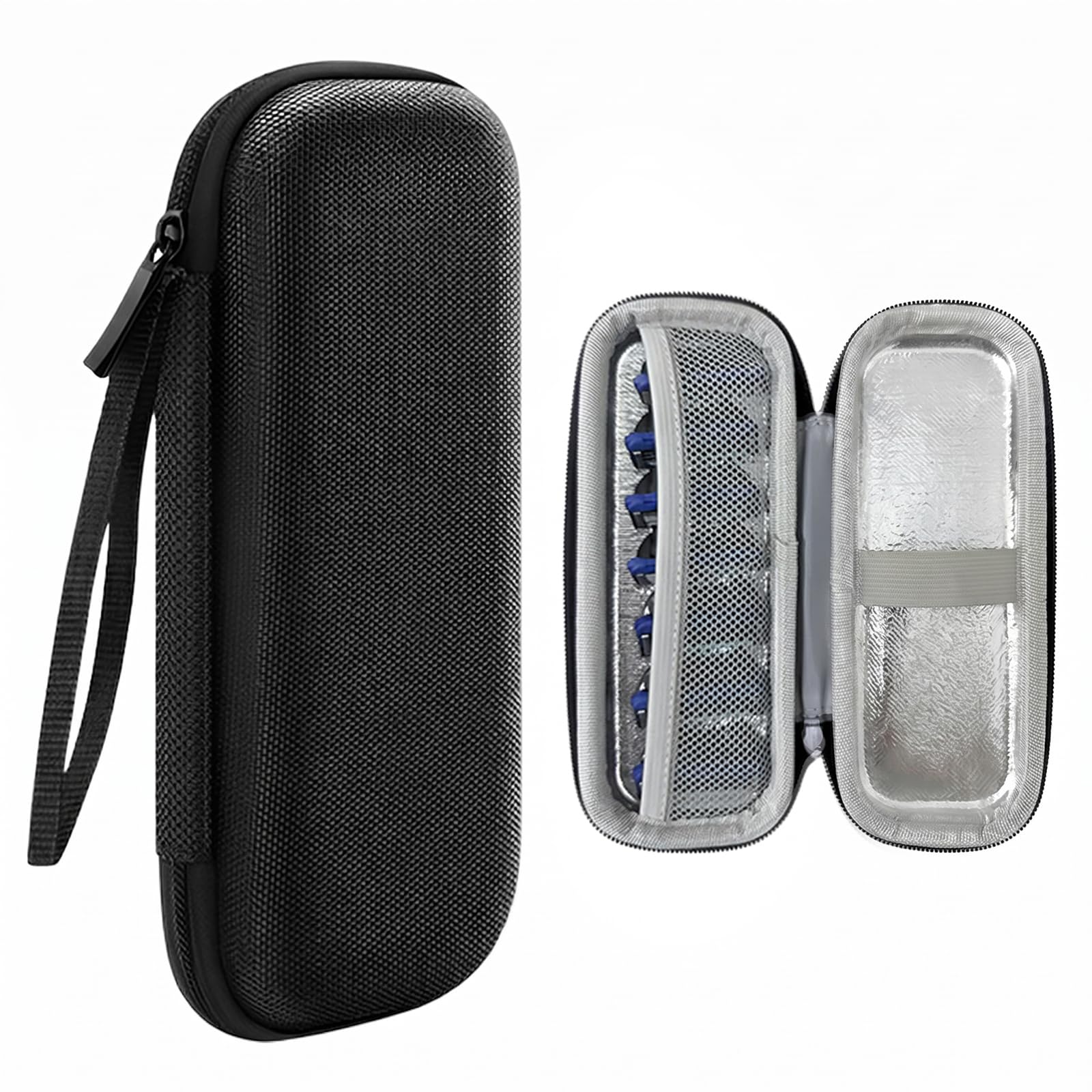 1 Pezzi Custodia Rasoio in EVA con Tessuto Oxford, Portatile Impermeabile Compatibile con Rasoi Manuali, Dimensioni 18x7,5x4,5 cm, Nero