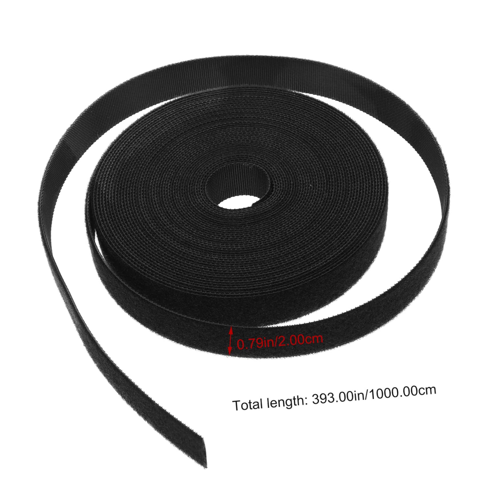 Happyyami Back Fastening Tape 10m/roll Black 2.0cm Hook Loop Sewing Tape Organizing and Fixing Strip for Cable Management