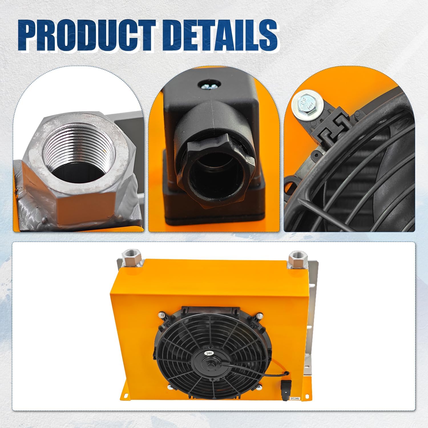 AH1417T-CA DC24V Hydraulic Oil Cooler 150L/min Air-Cooled Oil Radiator 120W Hydraulic Air Cooler Heat Dissipation Low Noise and Power Usage
