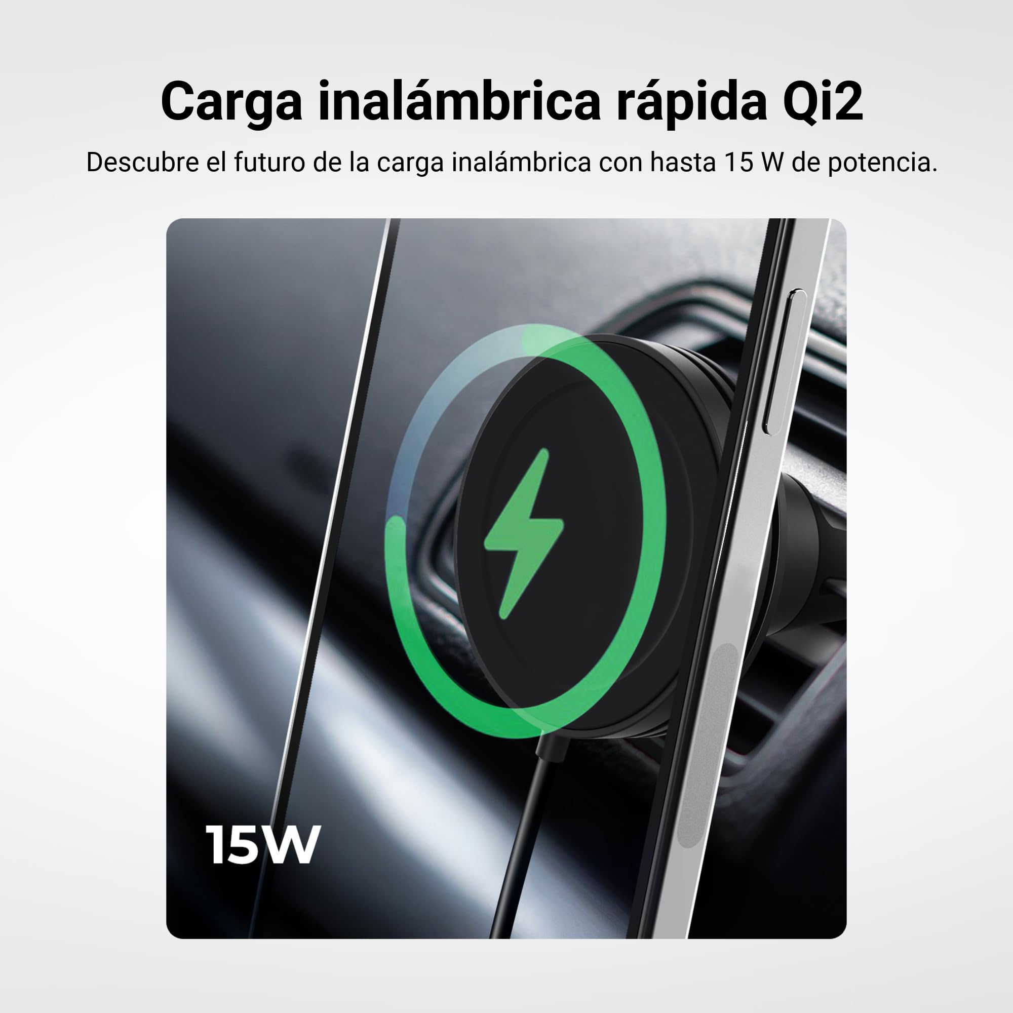 iOttie Velox Qi2 Mini Cargador inalámbrico para Coche, Soporte para teléfono de ventilación de Aire, Soporte de teléfono MagSafe de 15 W, Cargador para teléfonos Inteligentes habilitados para Qi2
