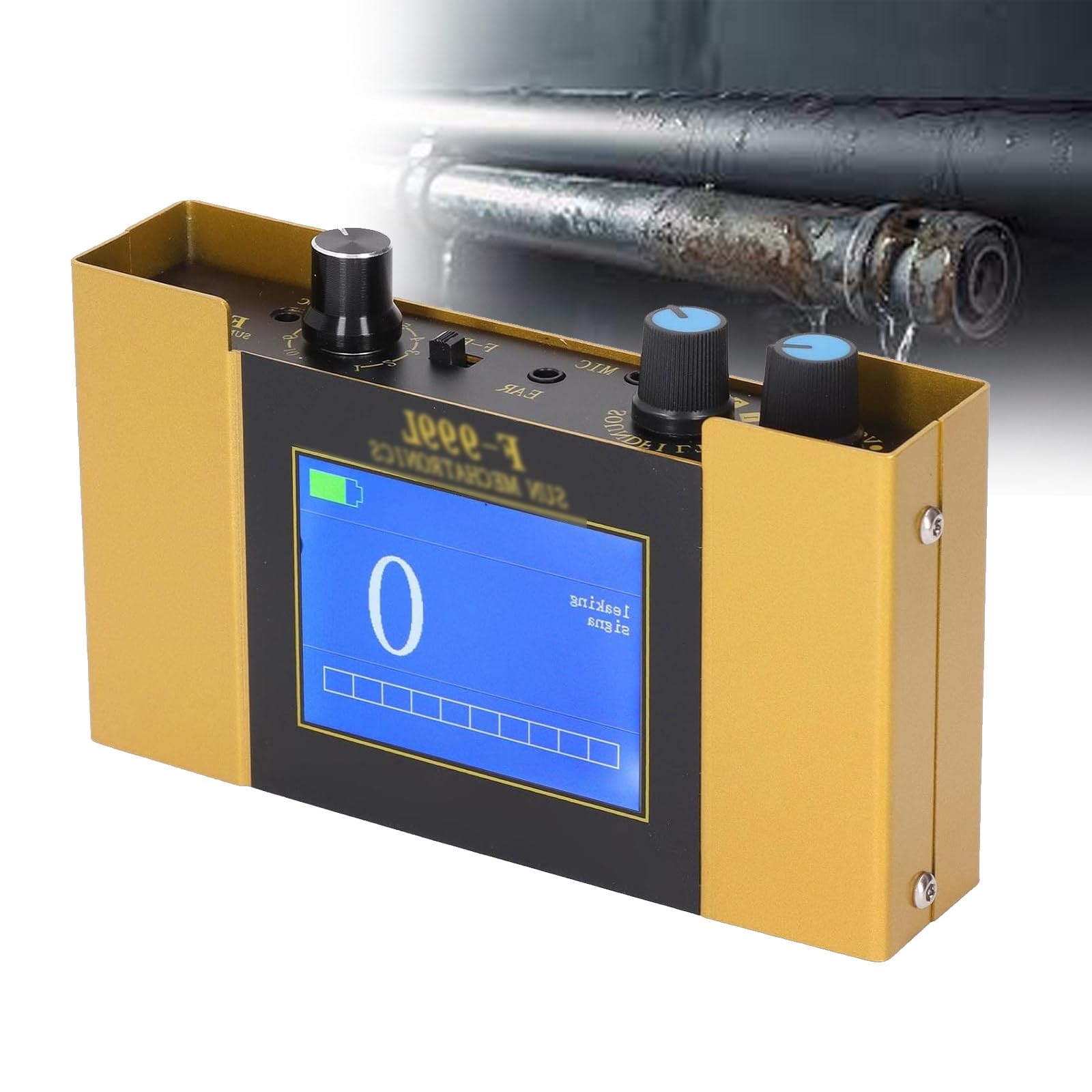 DéTecteur D'Eau Souterrain, 200 Hz-3000 Hz Hz RéGlable En Continu, Moniteur De Fuite De Tuyaux D'Eau Souterraine Avec Affichage NuméRique Et éCouteurs Pour DéTection