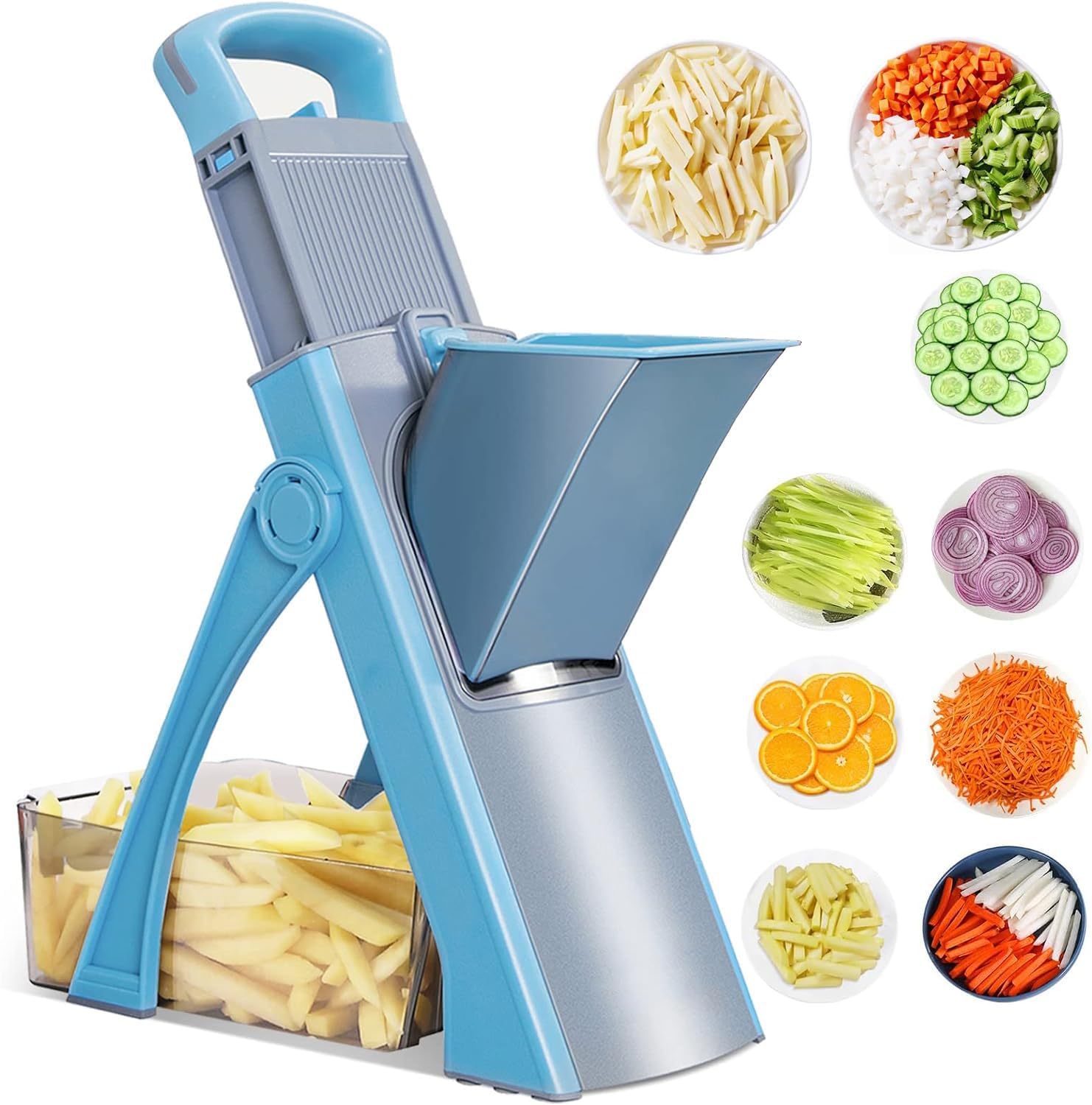 Safe Slicer Mandoline Vegetable Chopper for Kitchen, Thickness Adjustable Vegetable Slicer, Dicer for Vegetables, Onion Potato Tomato Cutter Dicer, Multifunctional Kitchen Food Fruit Chopper