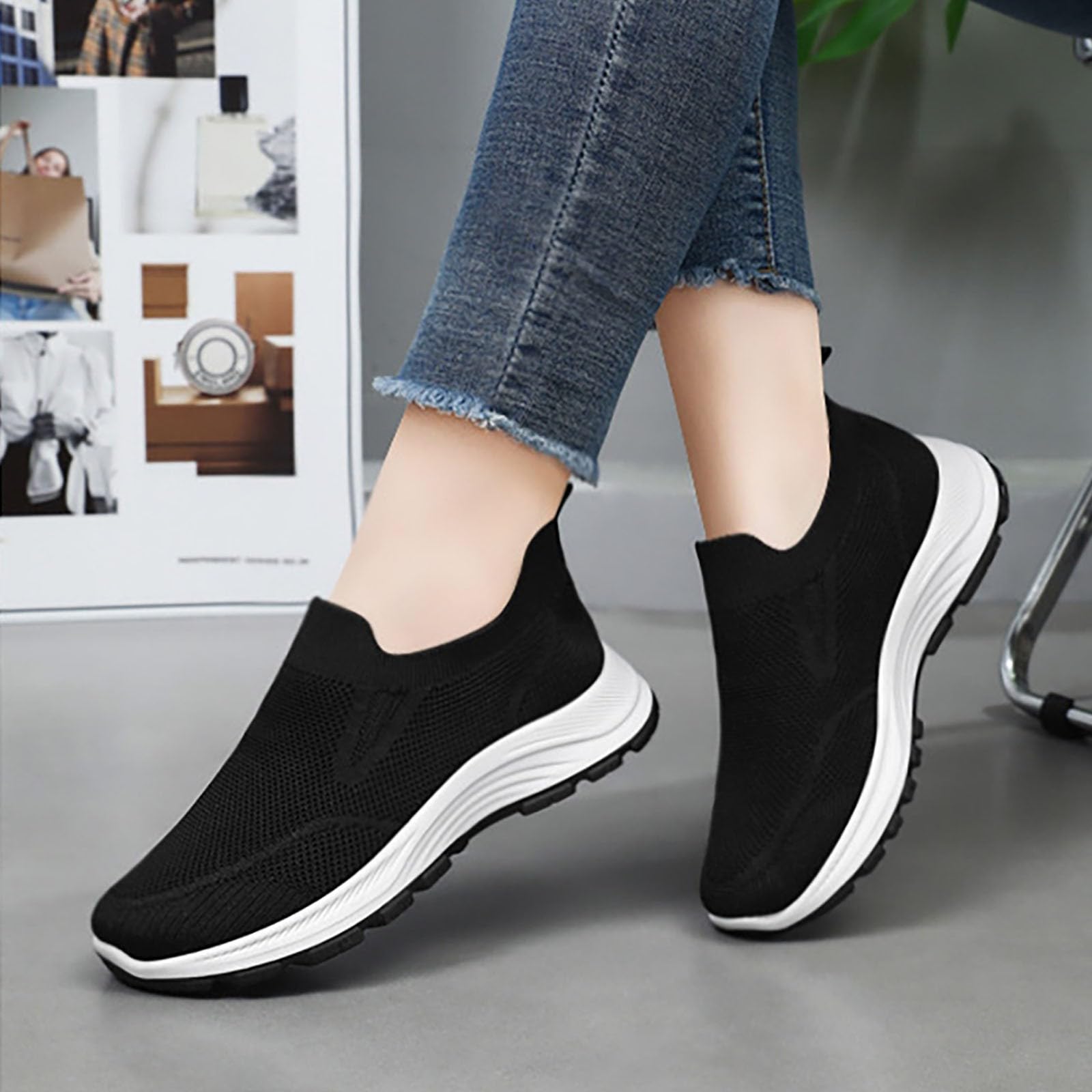 Scarpe Donna Ortopediche in Mesh Senza Lacci Scarpe da Corsa Slip on Comode Antiscivolo Sneakers Donna Running Punta Chiusa Barca Tennis Sneakers Offerta Estive Camminare Morbida Shoes
