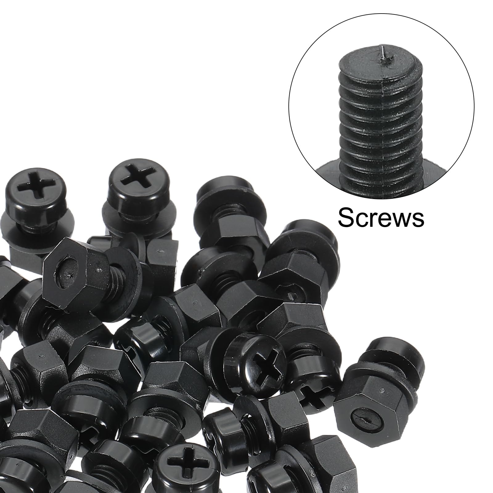PATIKIL M6x10mm Black Nylon Bolts Plastic Nuts Full Thread Head Screws, 24 Pcs, M6*10mm - Image 4