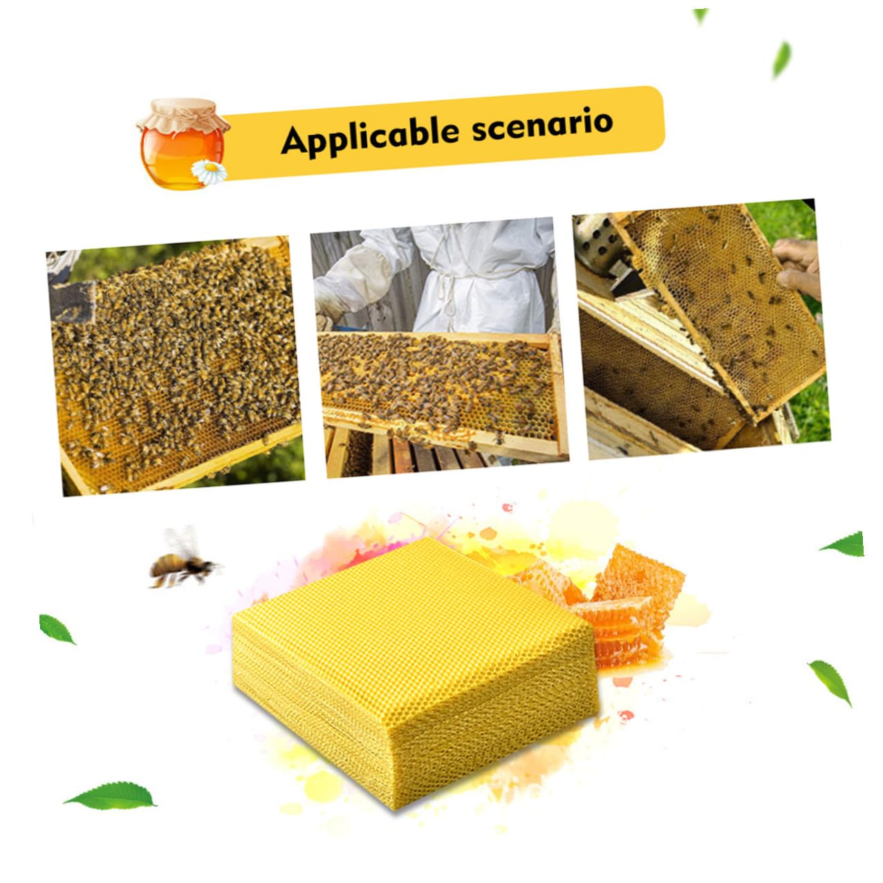 SHINEOFI Fondazione Api in Cera D’api Fogli Nido D’ape per Apicoltura, 30 Fogli Fondazione Cerata Riutilizzabile, Accessori per Produzione e Costruzione Veloce Dell’arnia